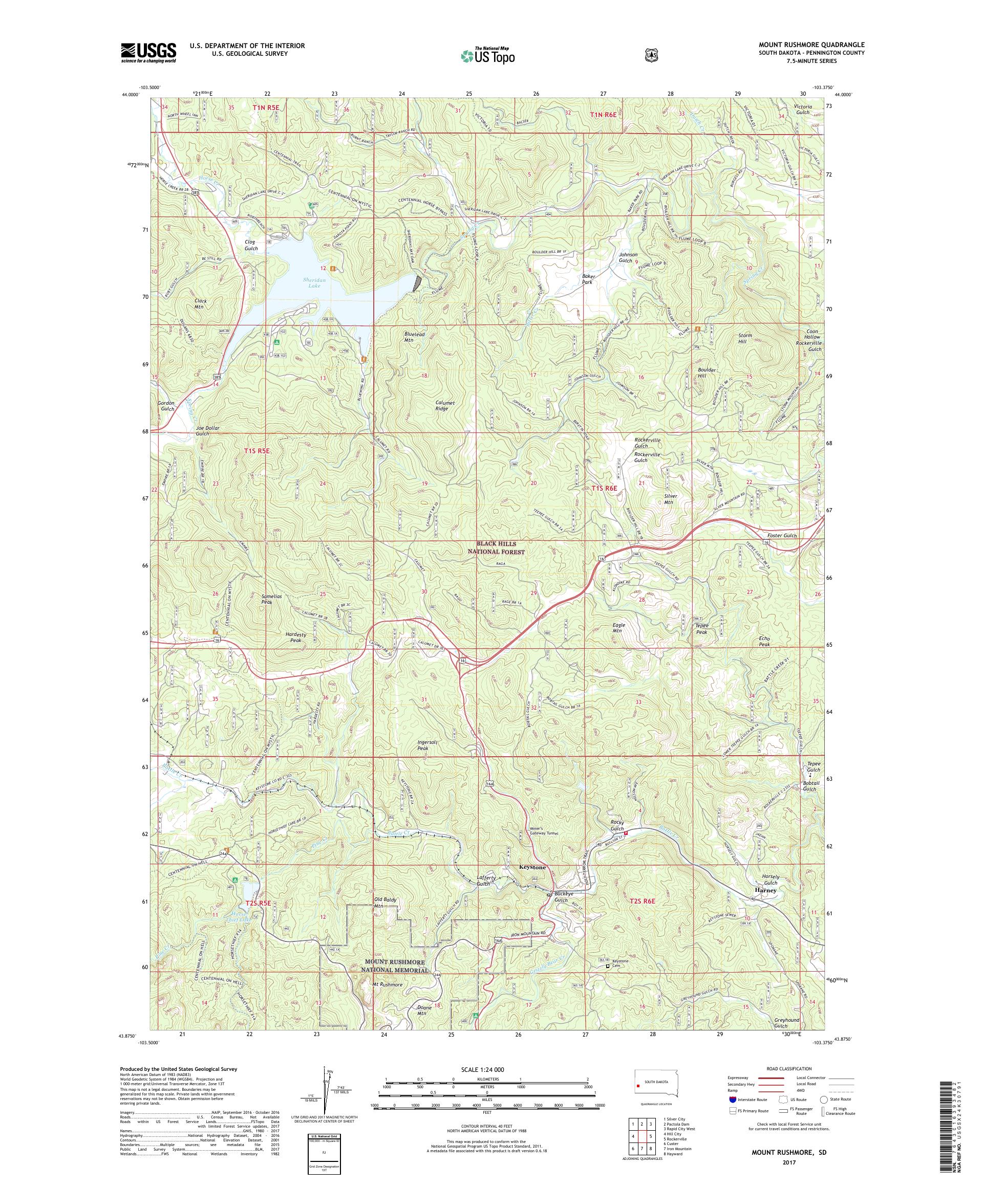 Mount Rushmore On Map Of Usa United States Map