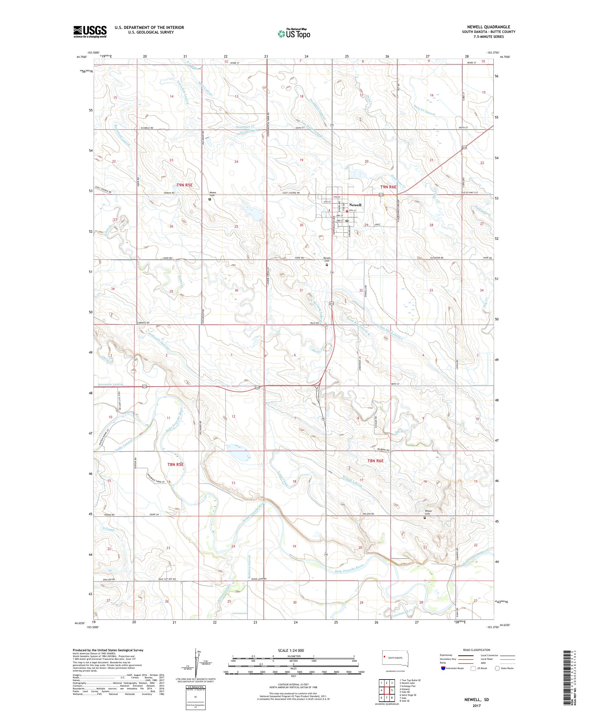 MyTopo Newell, South Dakota USGS Quad Topo Map