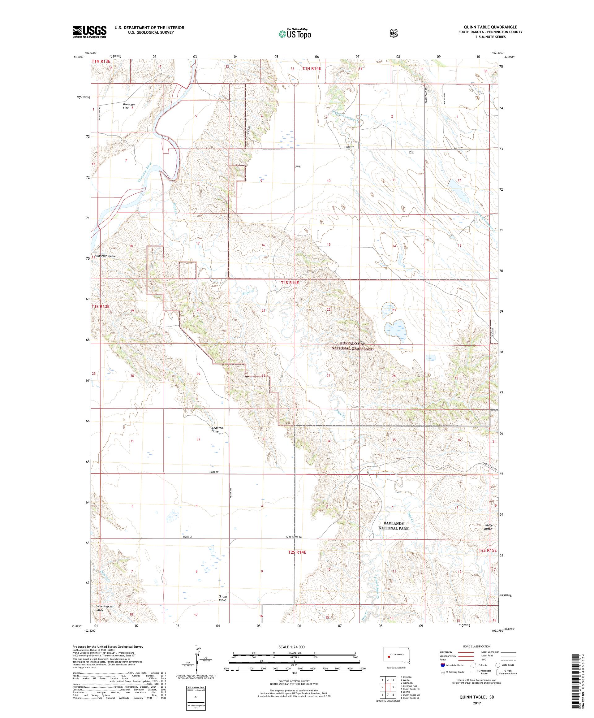 MyTopo Quinn Table, South Dakota USGS Quad Topo Map