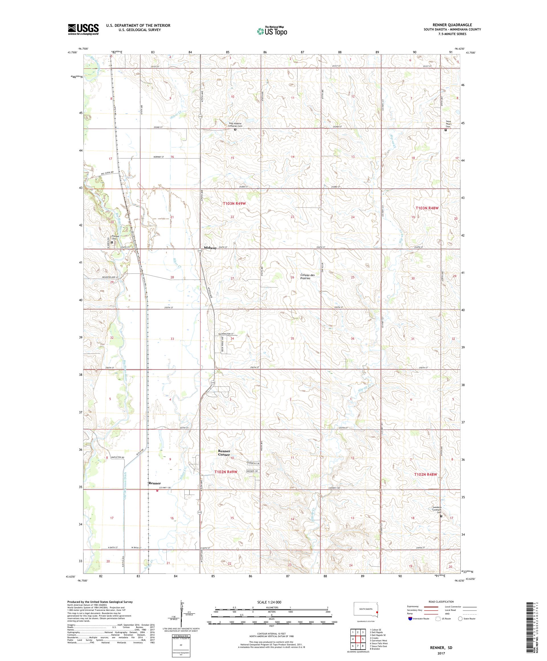 MyTopo Renner, South Dakota USGS Quad Topo Map