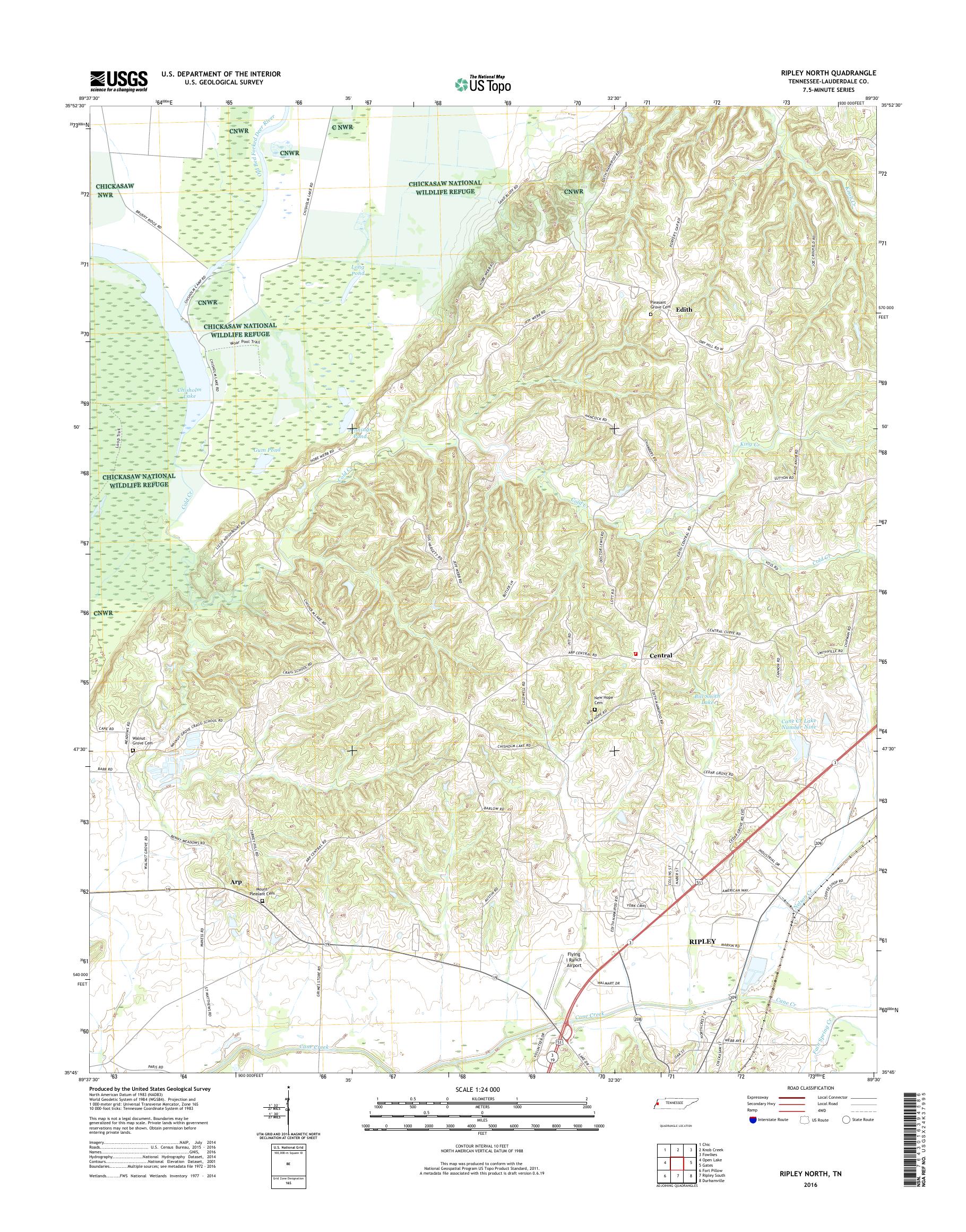 MyTopo Ripley North, Tennessee USGS Quad Topo Map