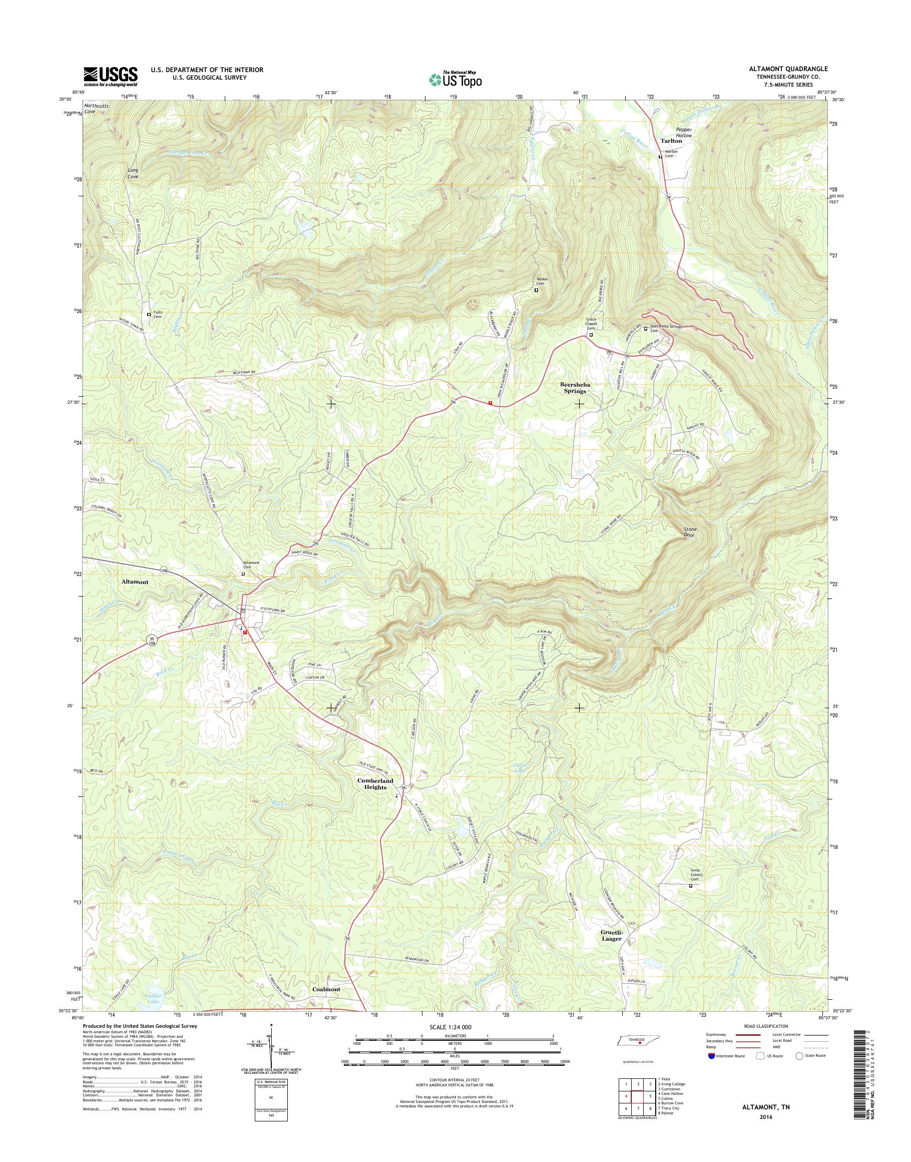 MyTopo Altamont, Tennessee USGS Quad Topo Map