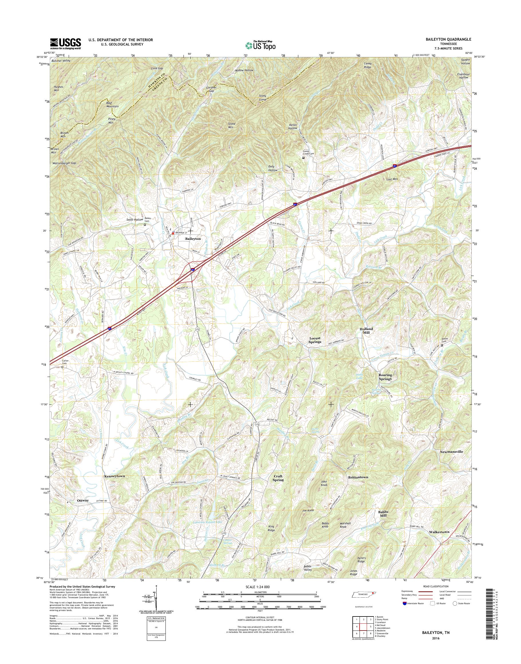 MyTopo Baileyton, Tennessee USGS Quad Topo Map