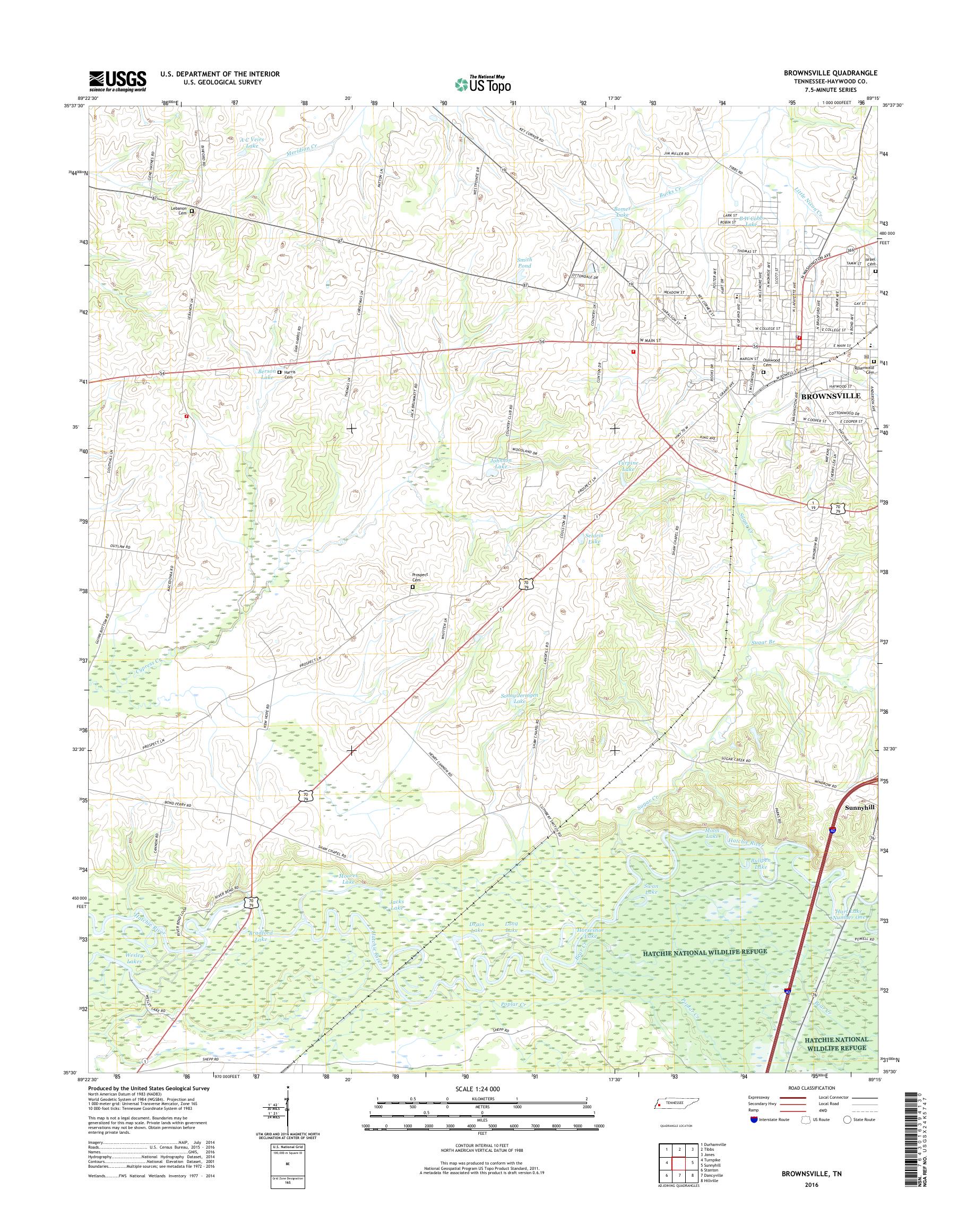 MyTopo Brownsville, Tennessee USGS Quad Topo Map