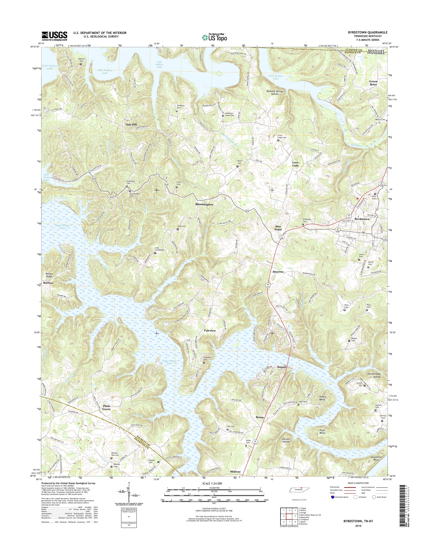 MyTopo Byrdstown, Tennessee USGS Quad Topo Map
