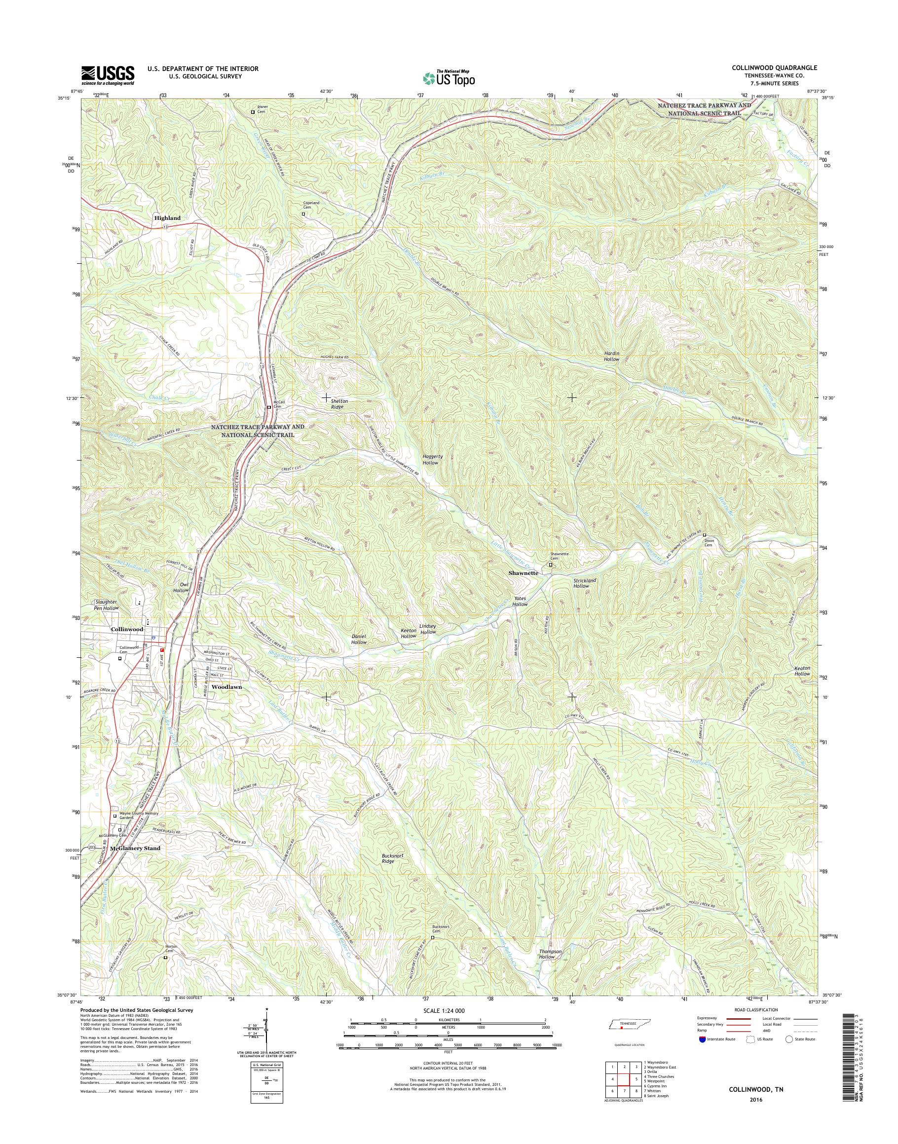 MyTopo Collinwood, Tennessee USGS Quad Topo Map