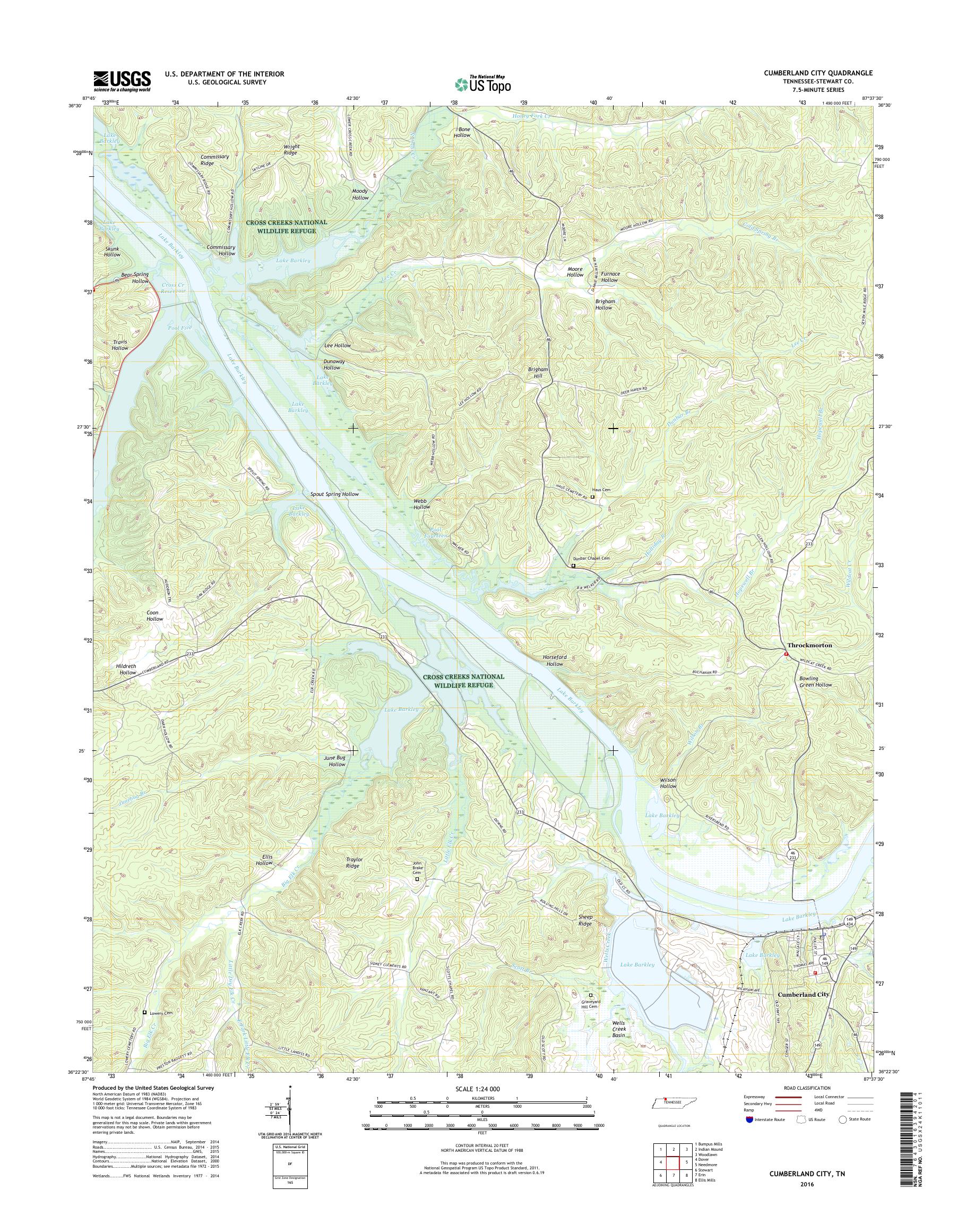 MyTopo Cumberland City, Tennessee USGS Quad Topo Map