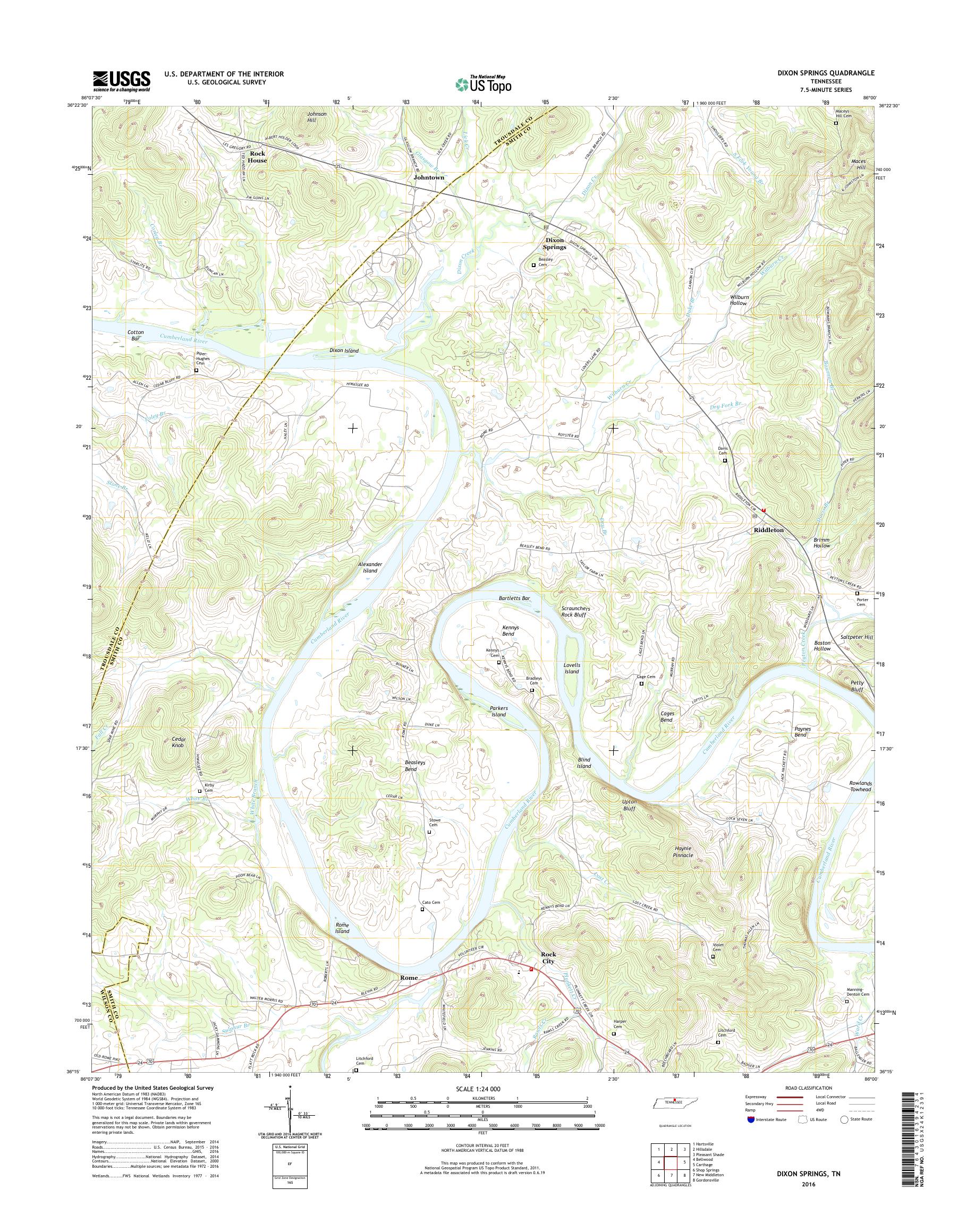 MyTopo Dixon Springs, Tennessee USGS Quad Topo Map