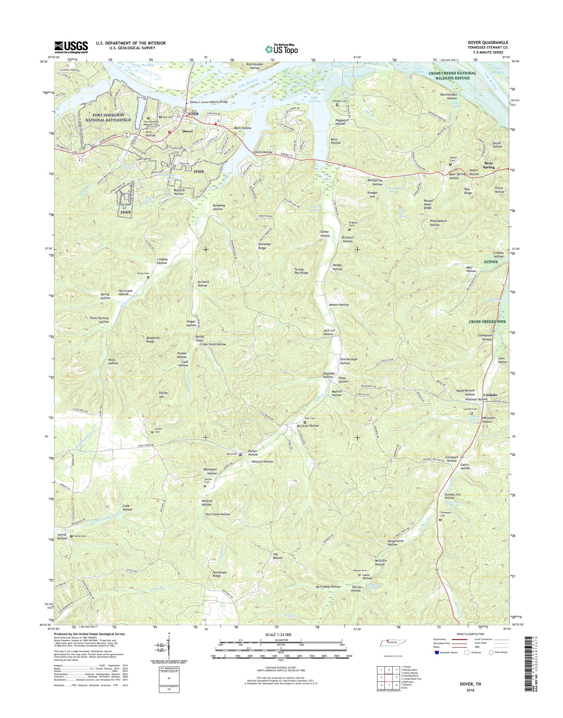 MyTopo Dover, Tennessee USGS Quad Topo Map