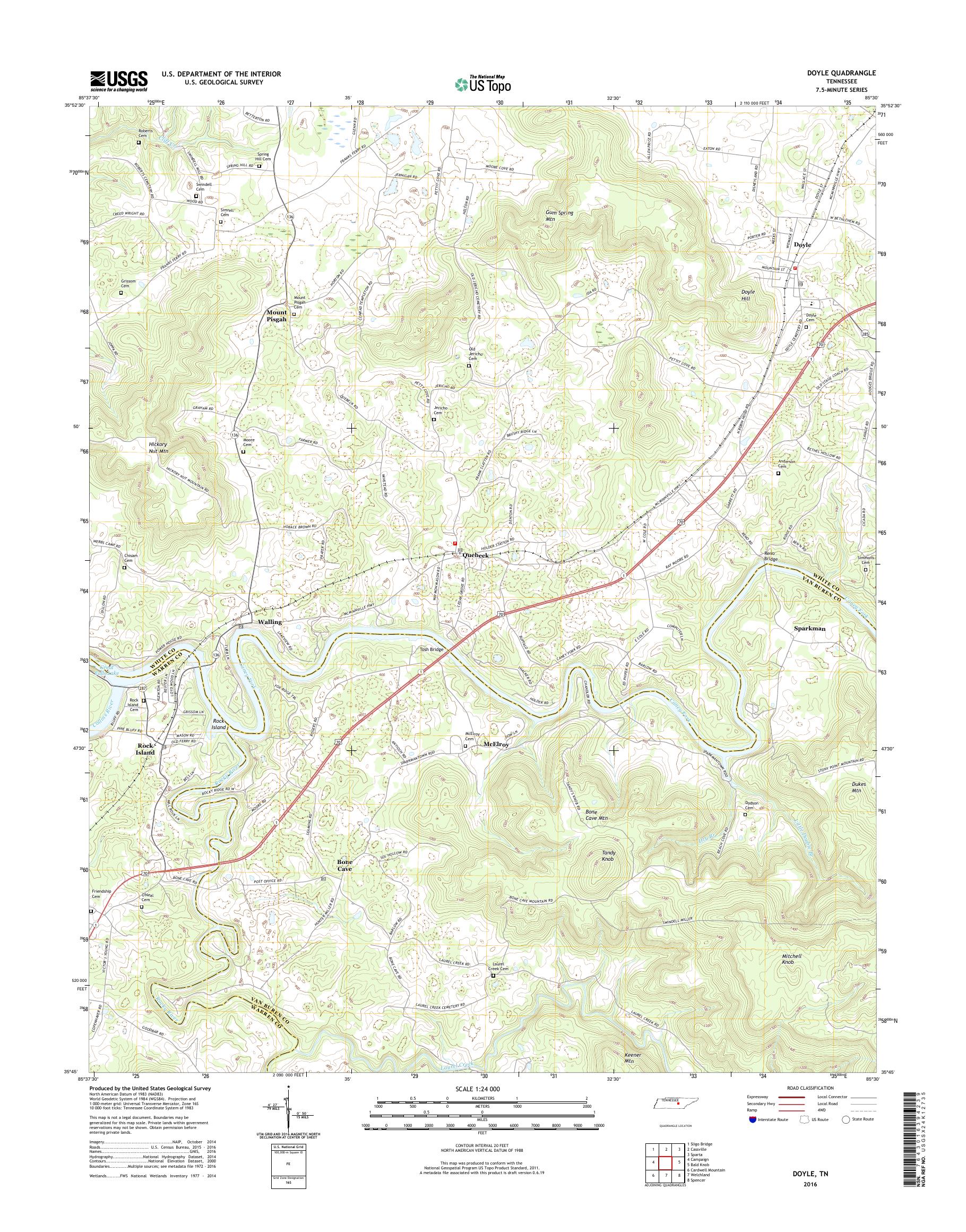 MyTopo Doyle, Tennessee USGS Quad Topo Map