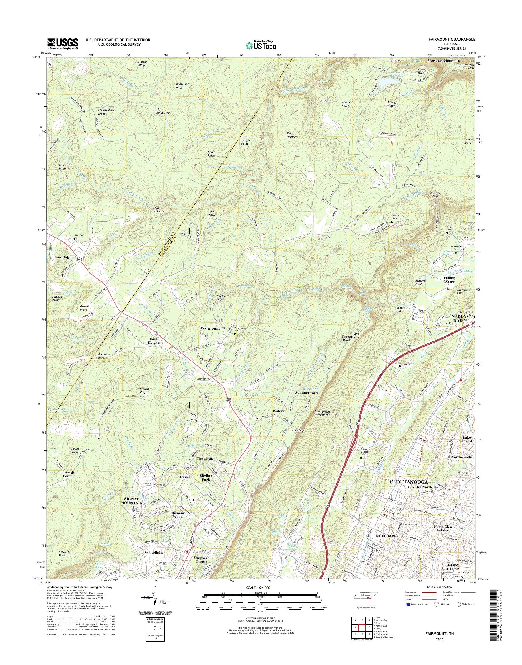 MyTopo Fairmount, Tennessee USGS Quad Topo Map