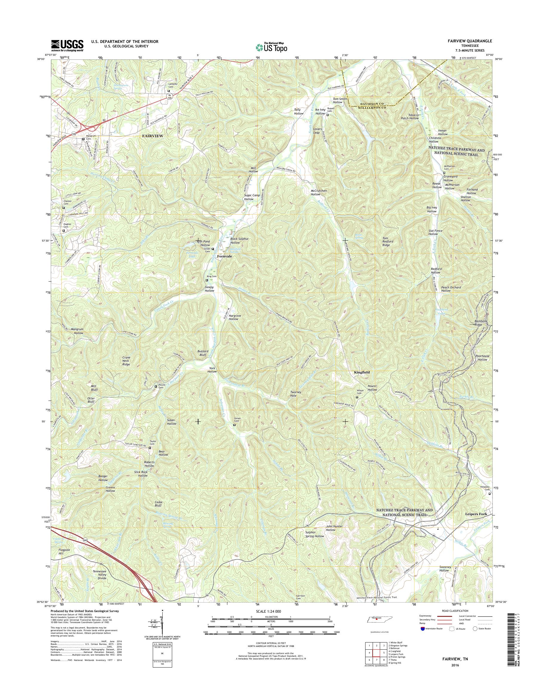MyTopo Fairview, Tennessee USGS Quad Topo Map