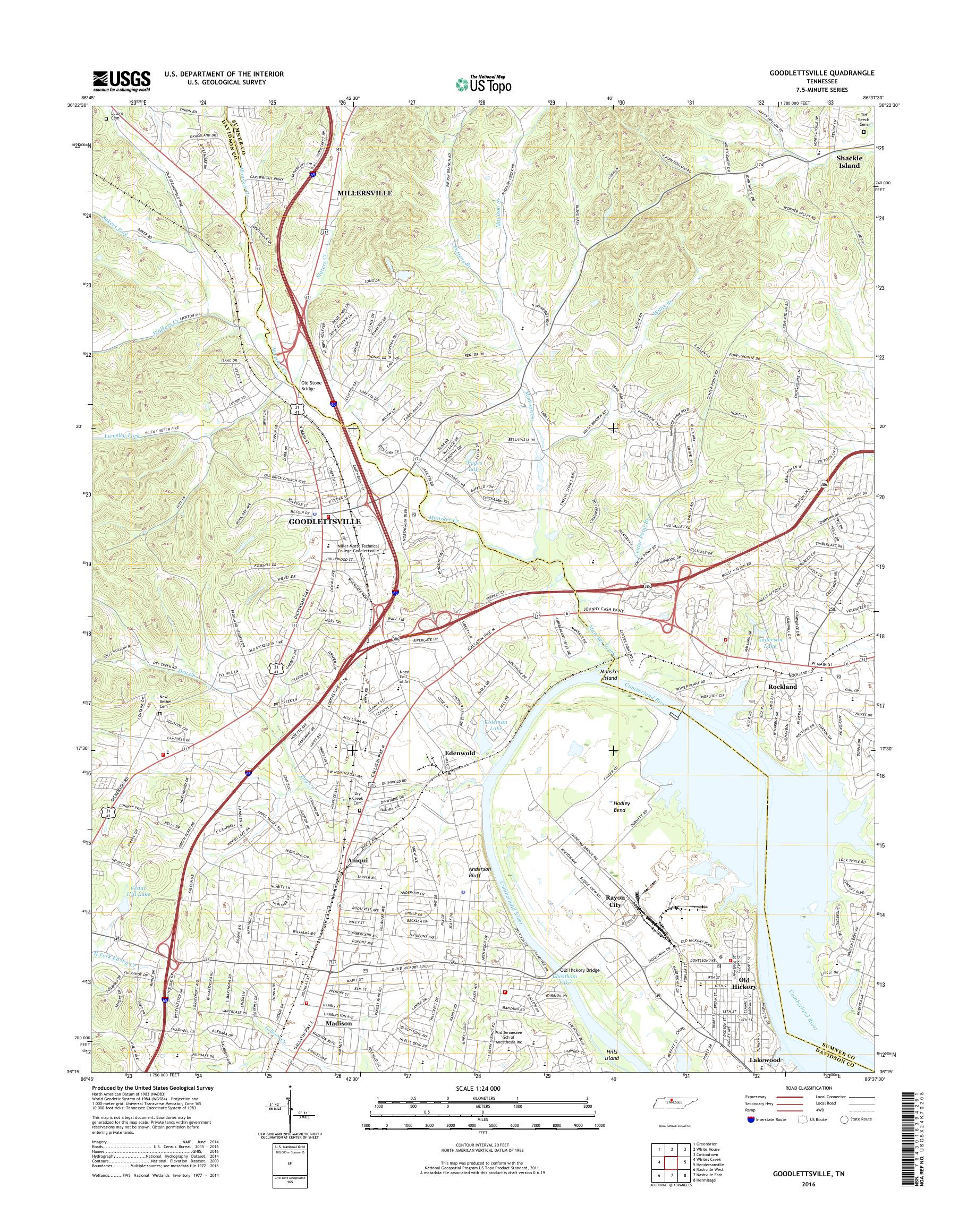 MyTopo Goodlettsville, Tennessee USGS Quad Topo Map