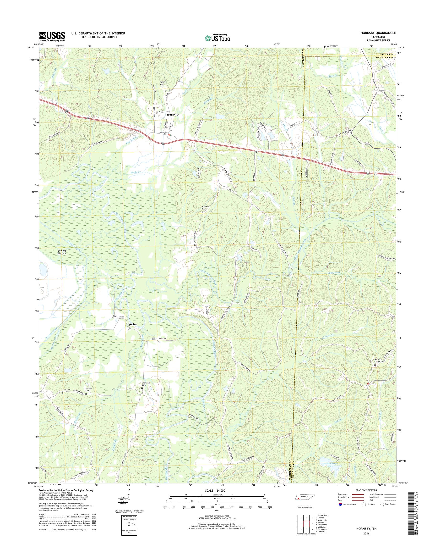 MyTopo Hornsby, Tennessee USGS Quad Topo Map