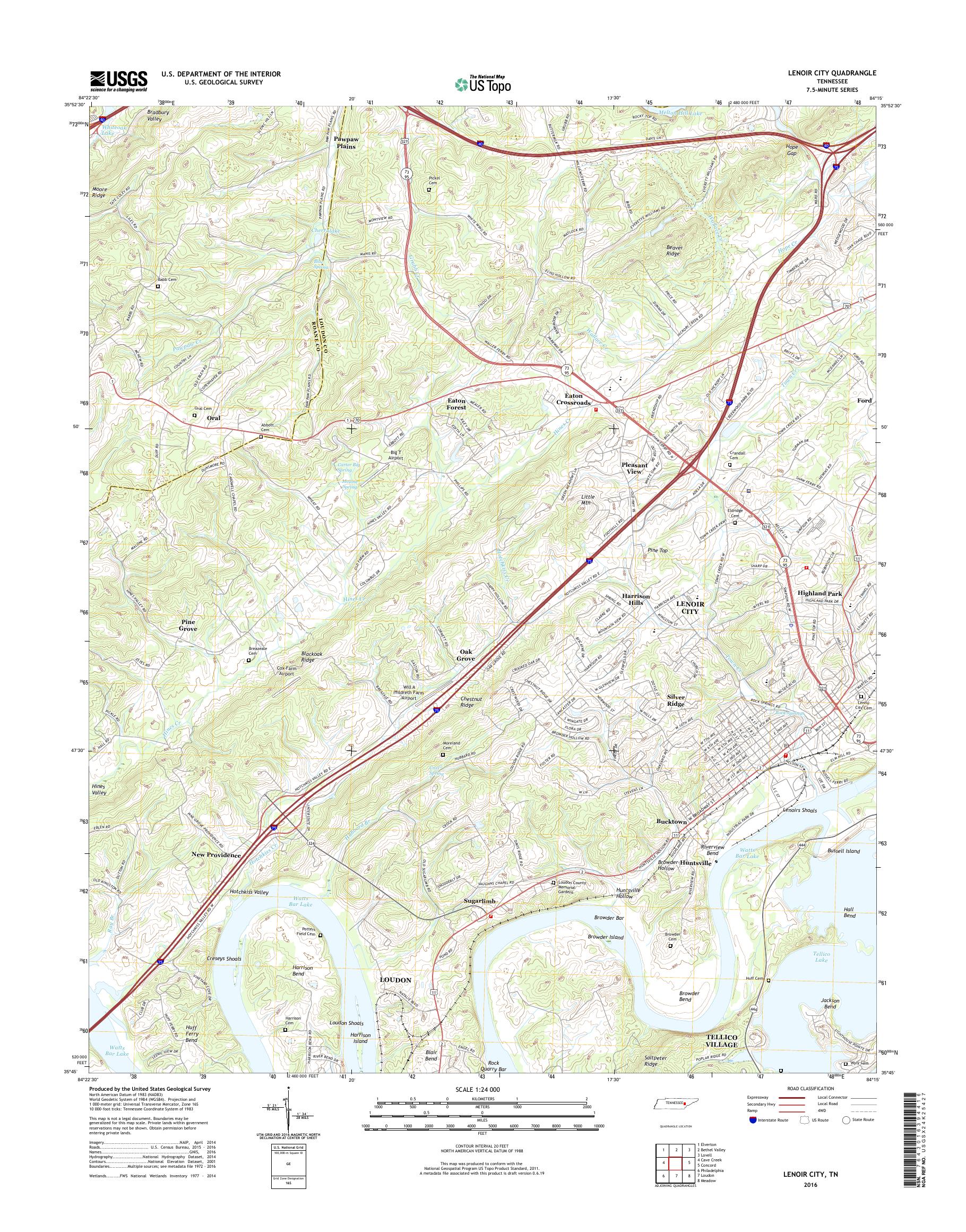 MyTopo Lenoir City, Tennessee USGS Quad Topo Map