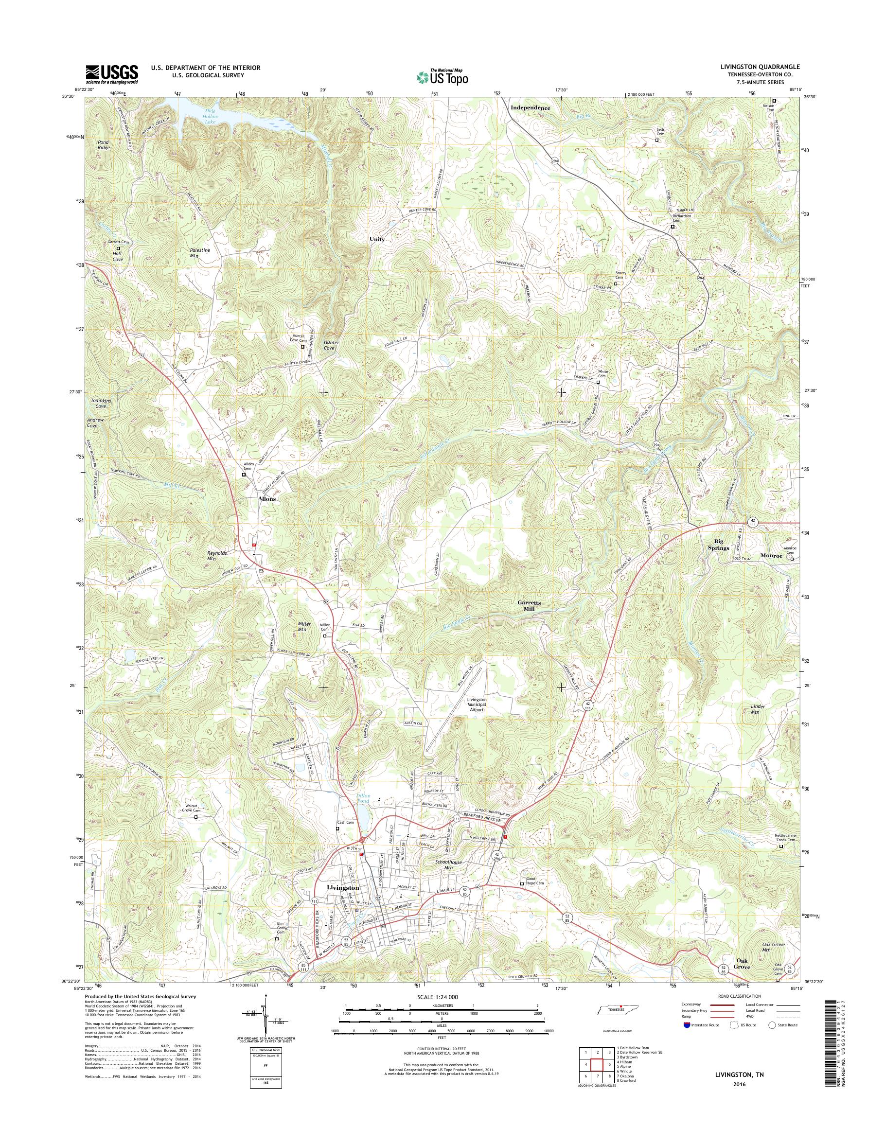 MyTopo Livingston, Tennessee USGS Quad Topo Map