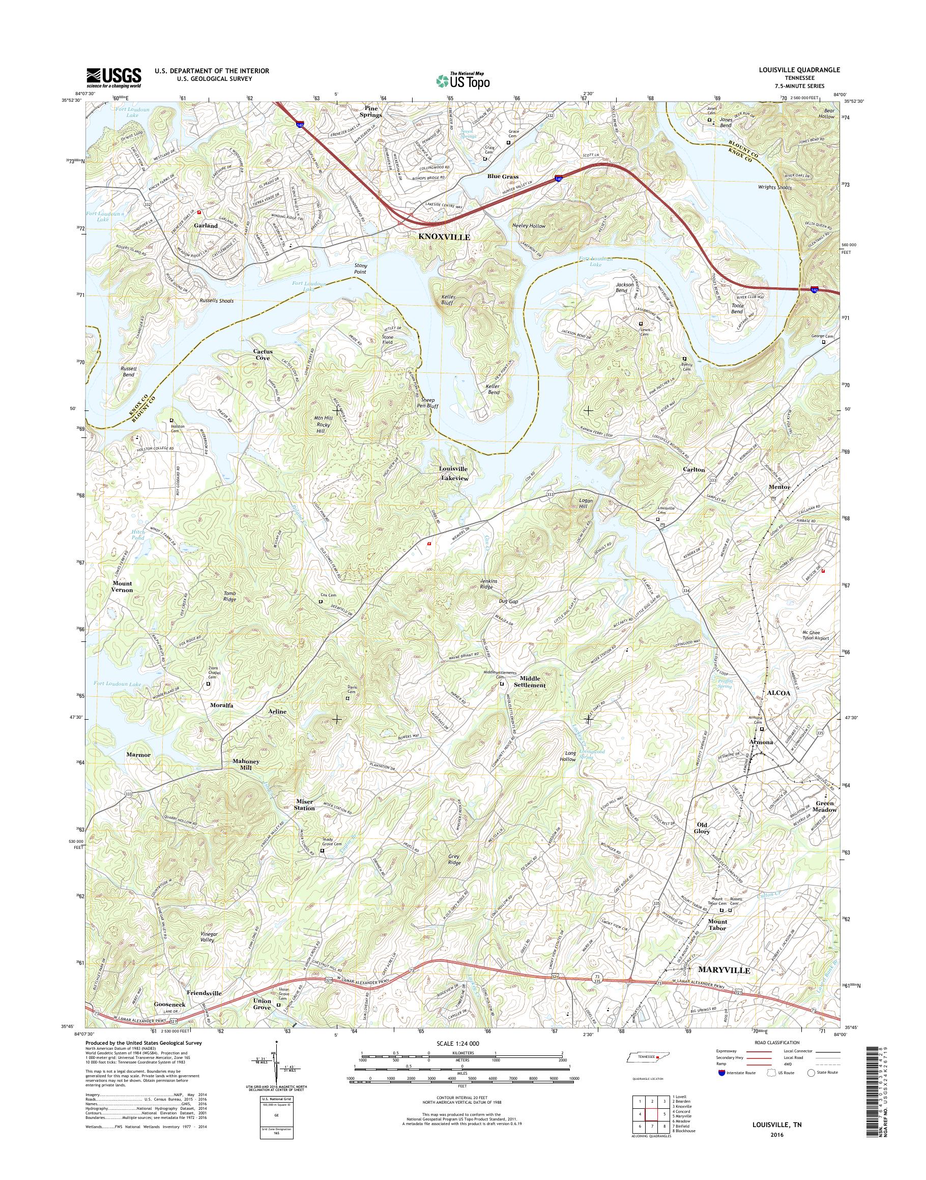 MyTopo Louisville, Tennessee USGS Quad Topo Map