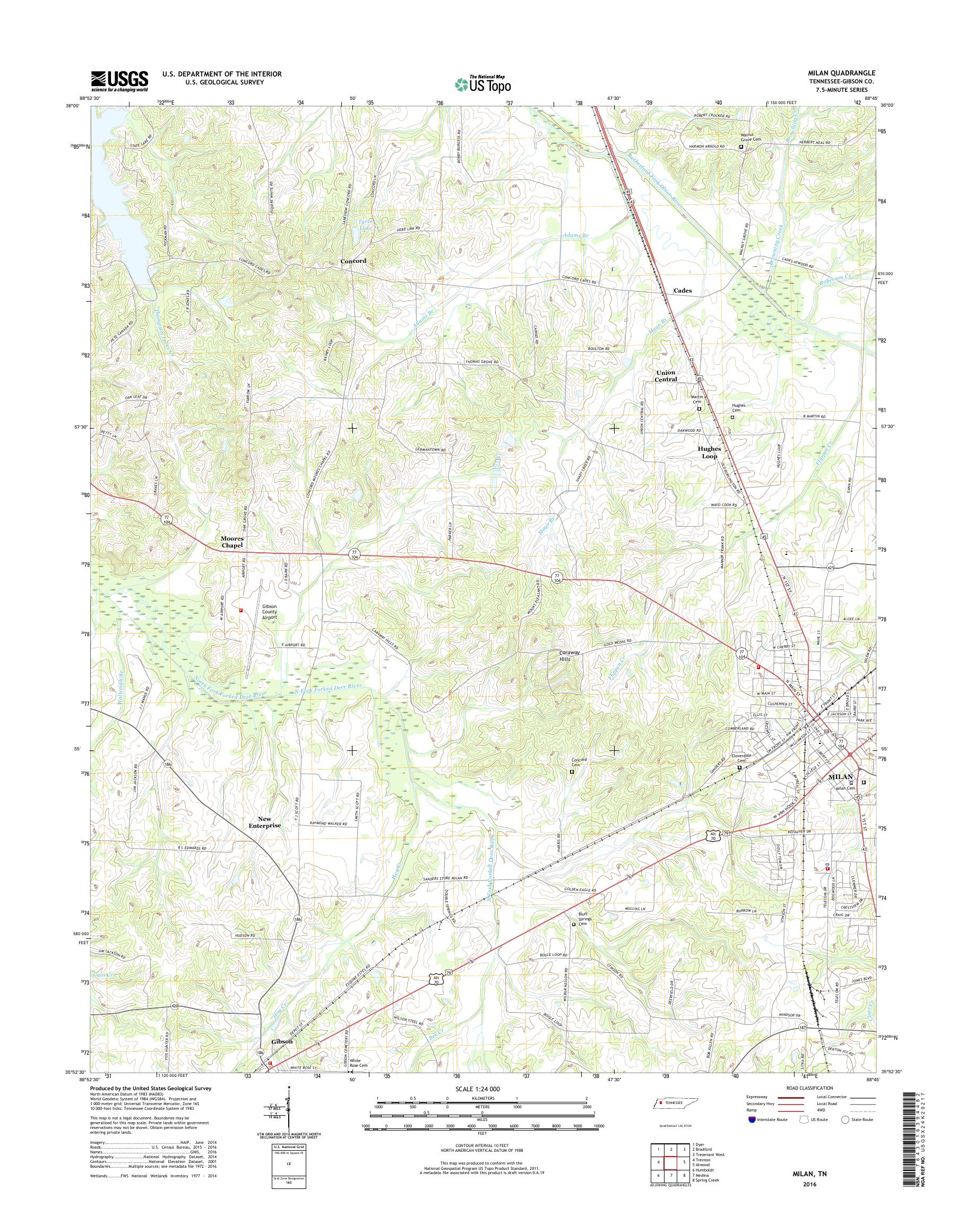 MyTopo Milan, Tennessee USGS Quad Topo Map