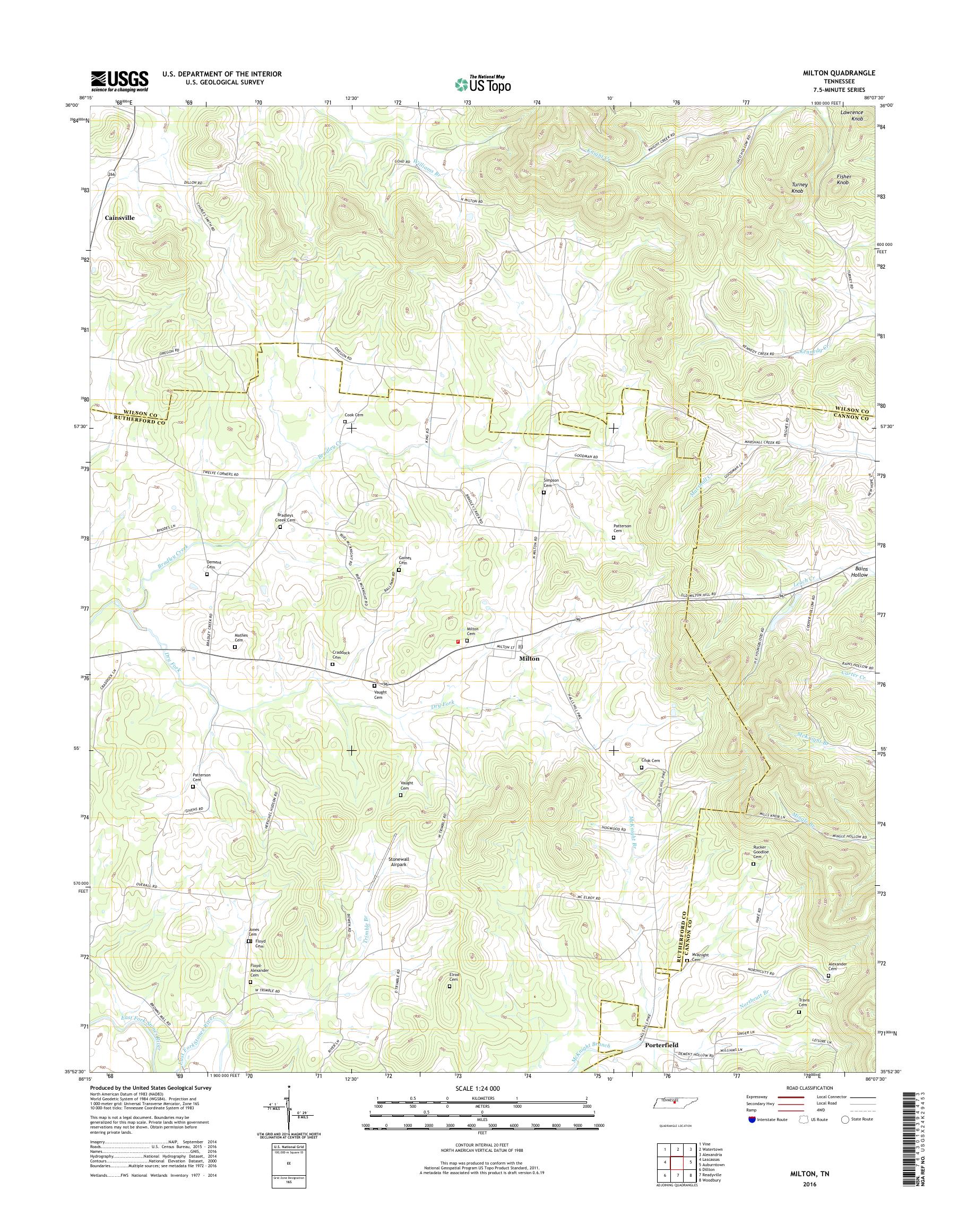 MyTopo Milton, Tennessee USGS Quad Topo Map