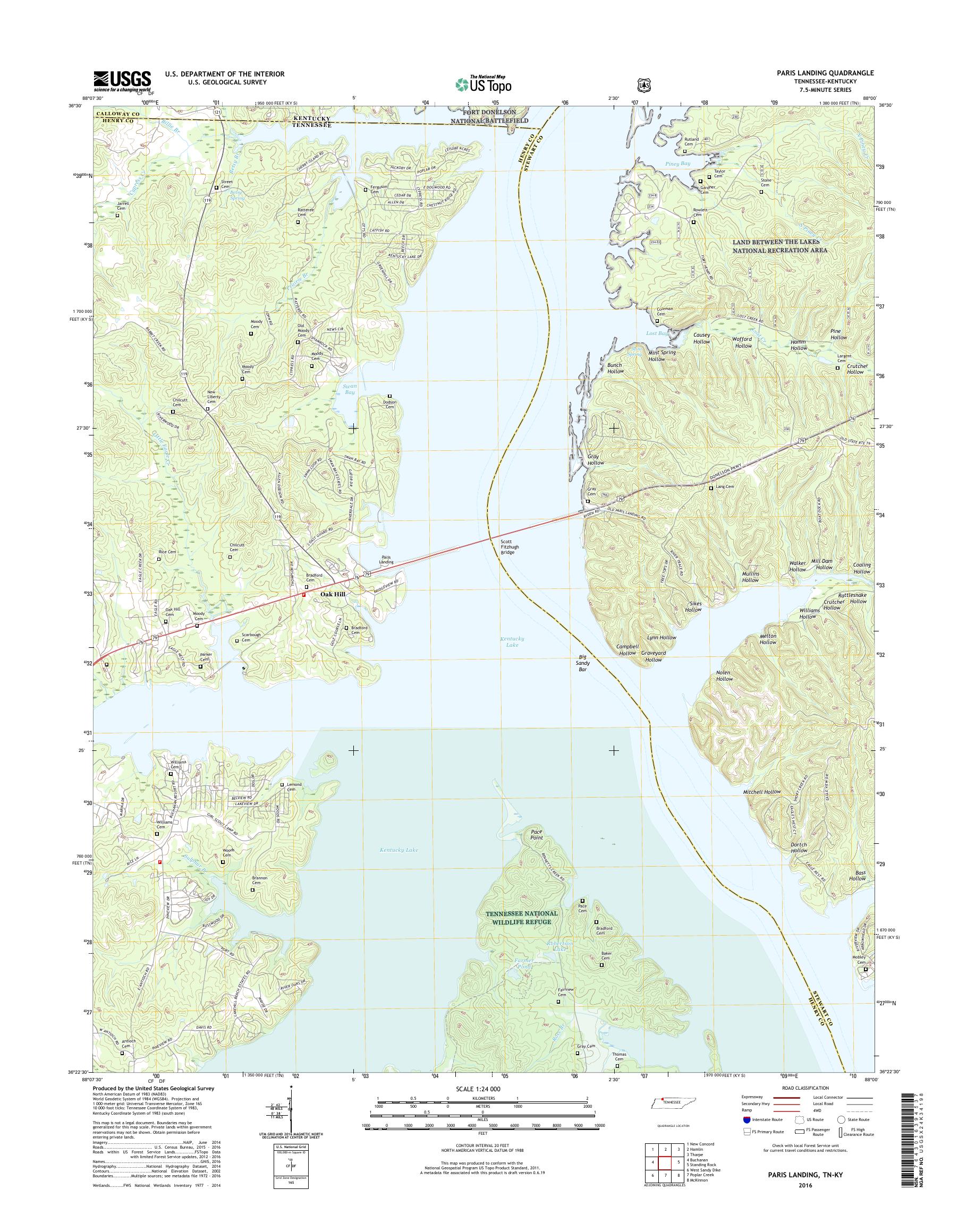 MyTopo Paris Landing, Tennessee USGS Quad Topo Map