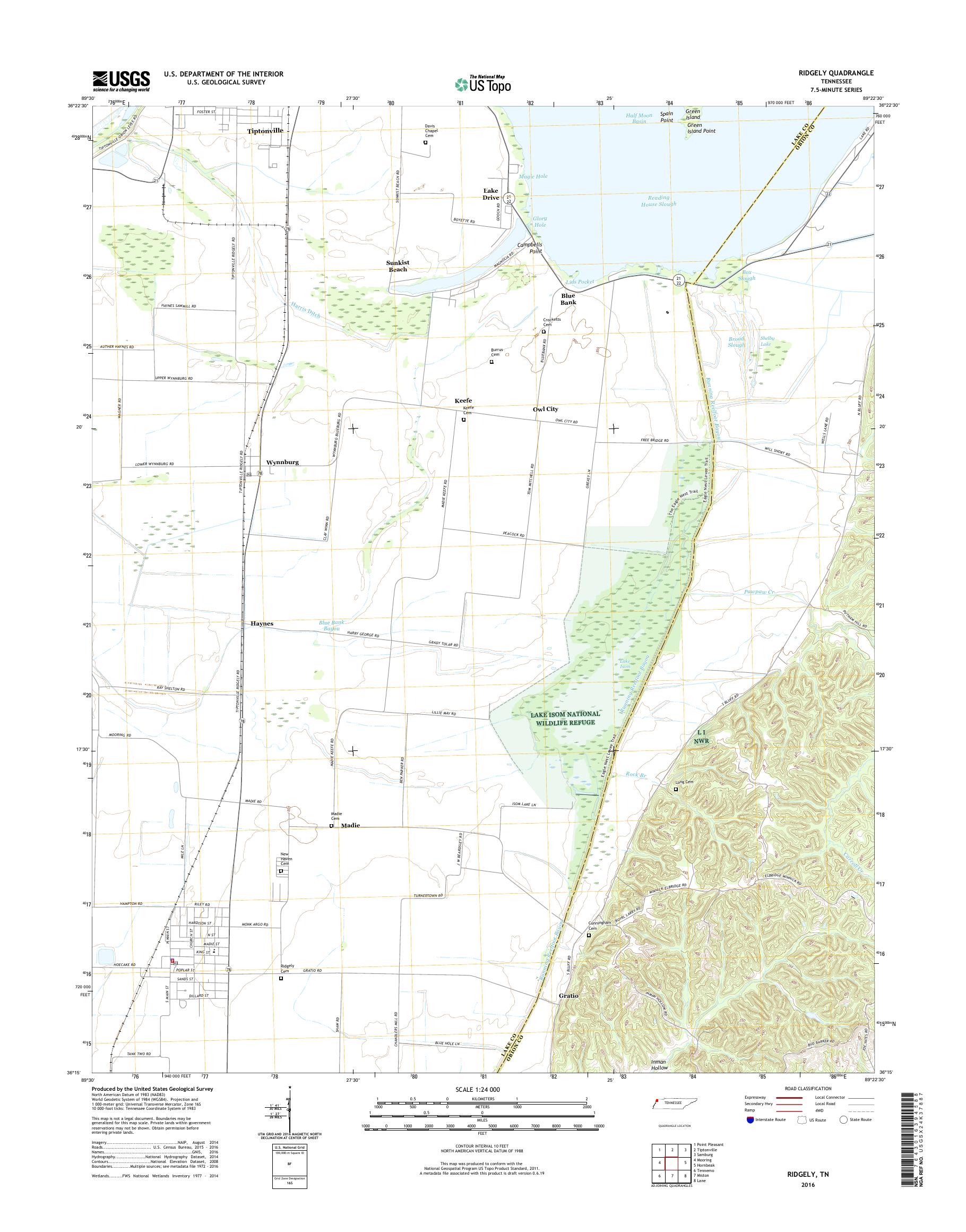 MyTopo Ridgely, Tennessee USGS Quad Topo Map
