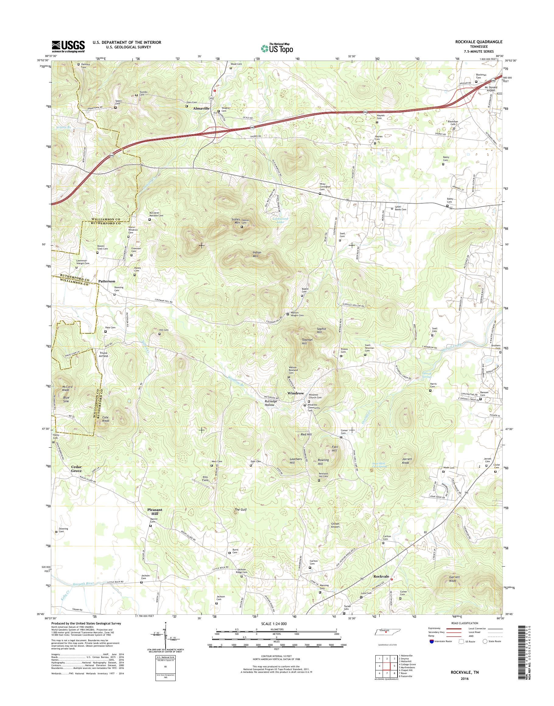 MyTopo Rockvale, Tennessee USGS Quad Topo Map