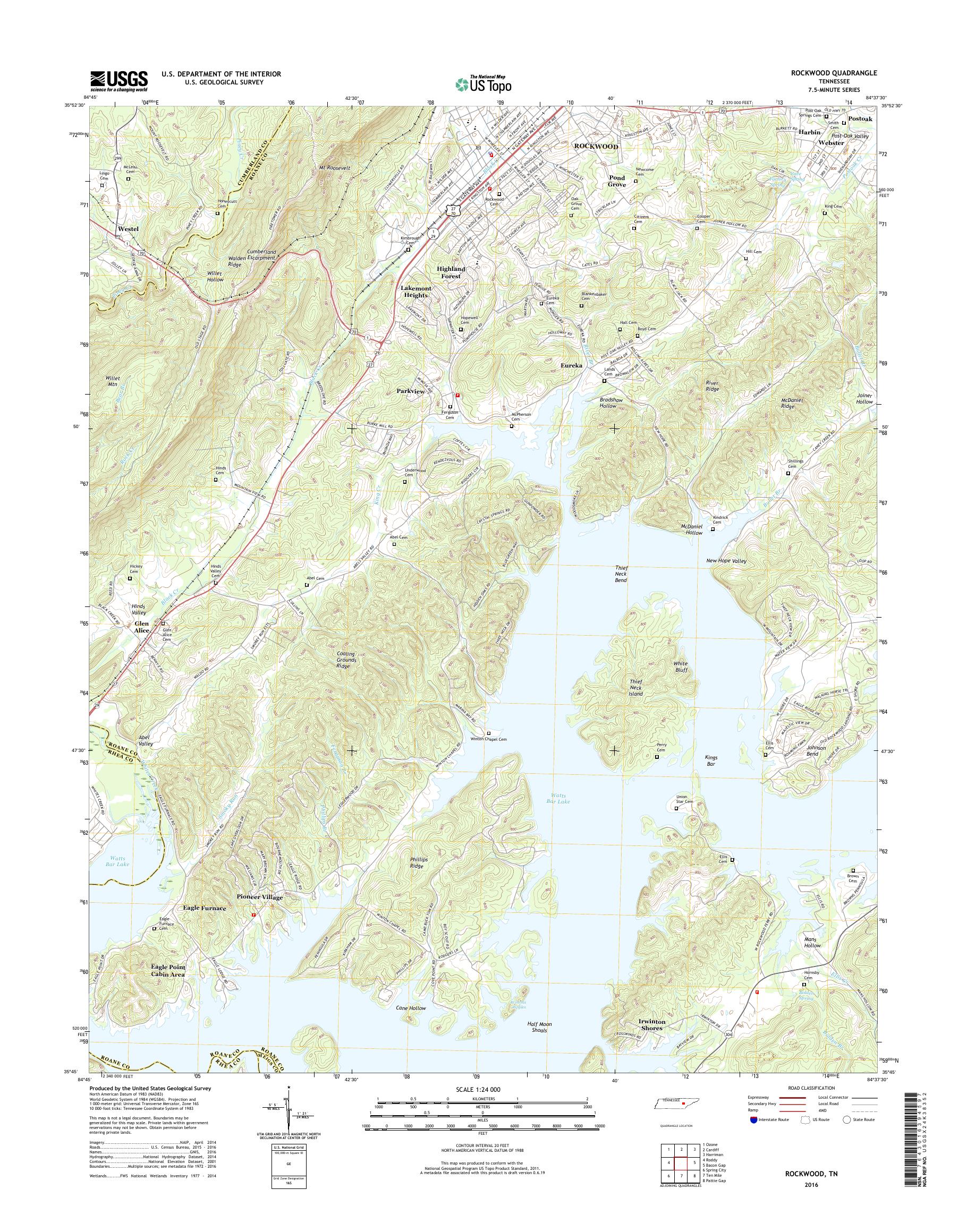 MyTopo Rockwood, Tennessee USGS Quad Topo Map