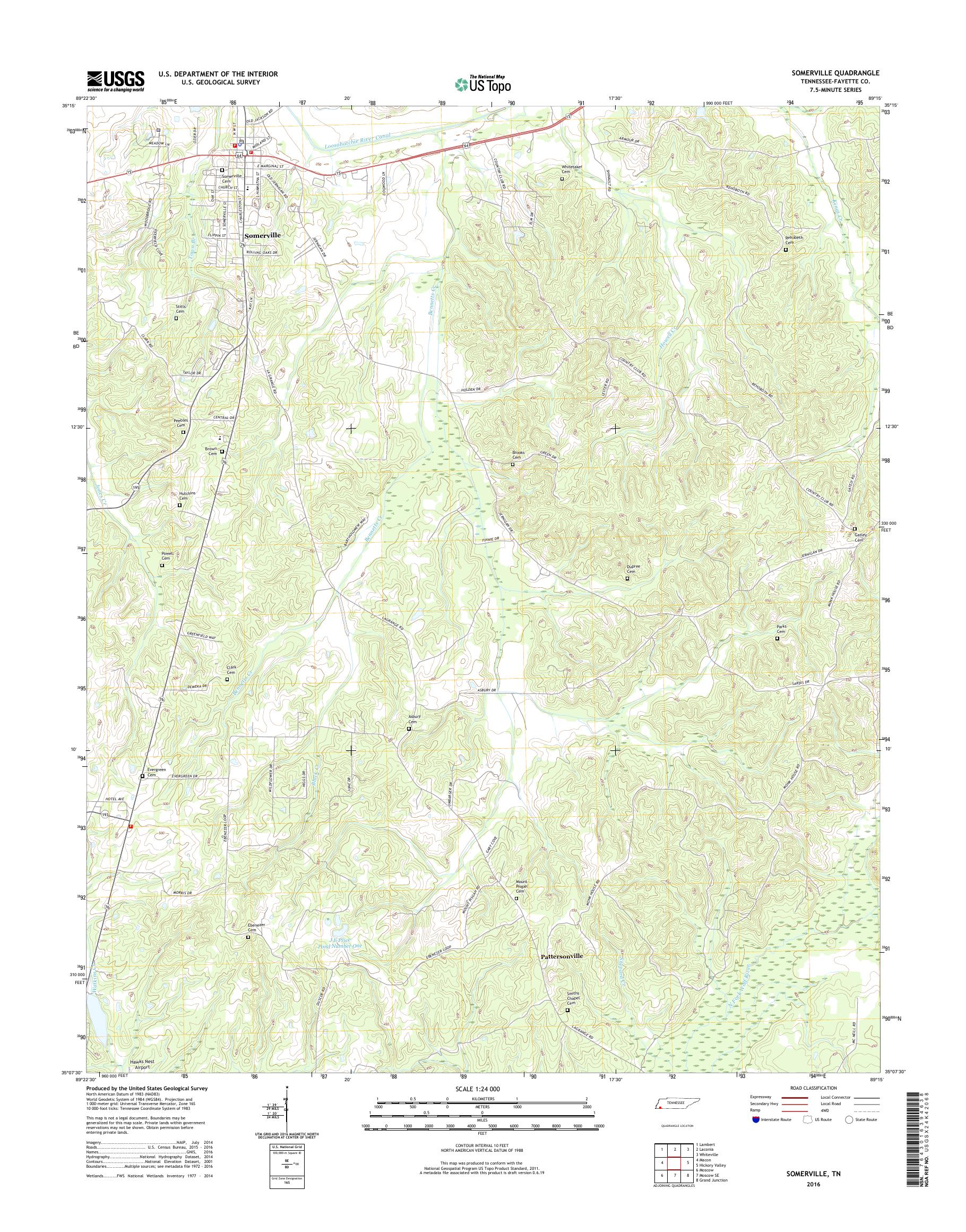MyTopo Somerville, Tennessee USGS Quad Topo Map