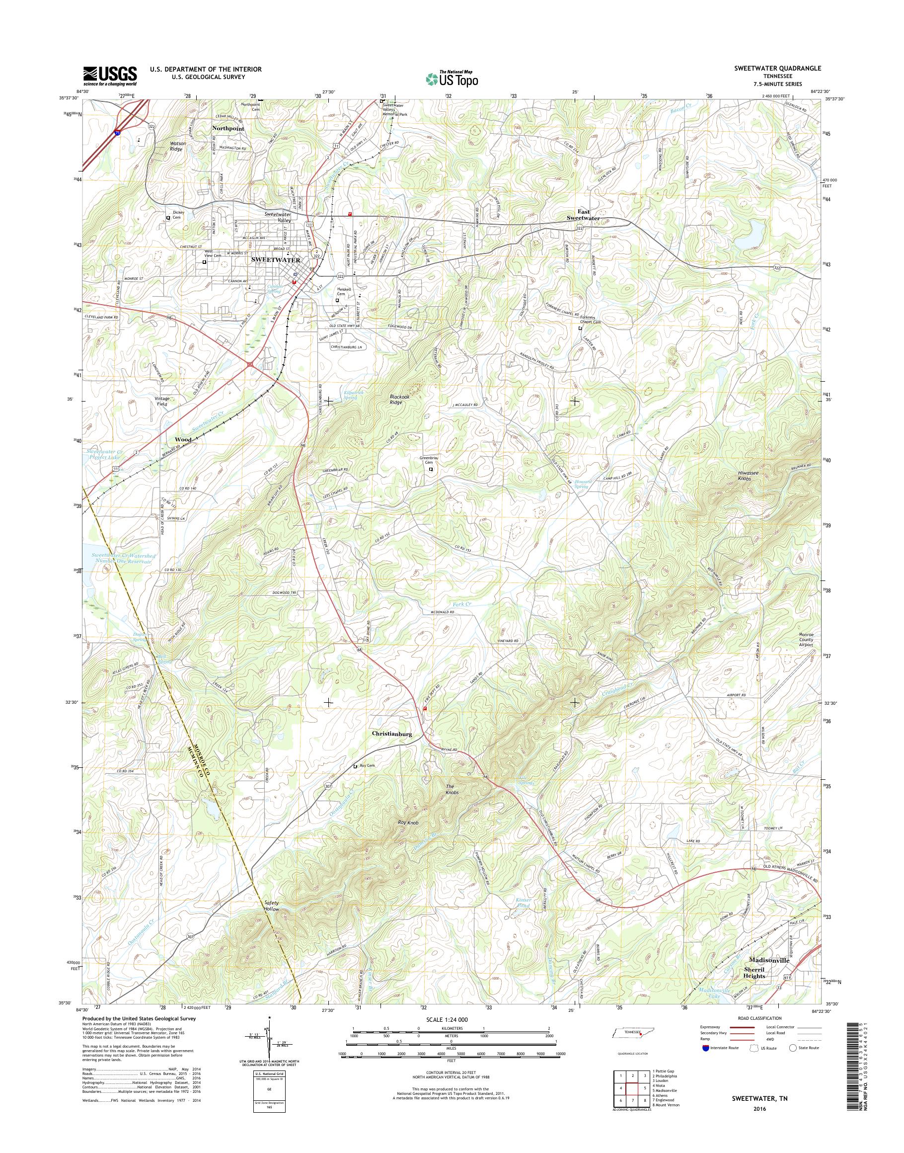 MyTopo Sweetwater, Tennessee USGS Quad Topo Map