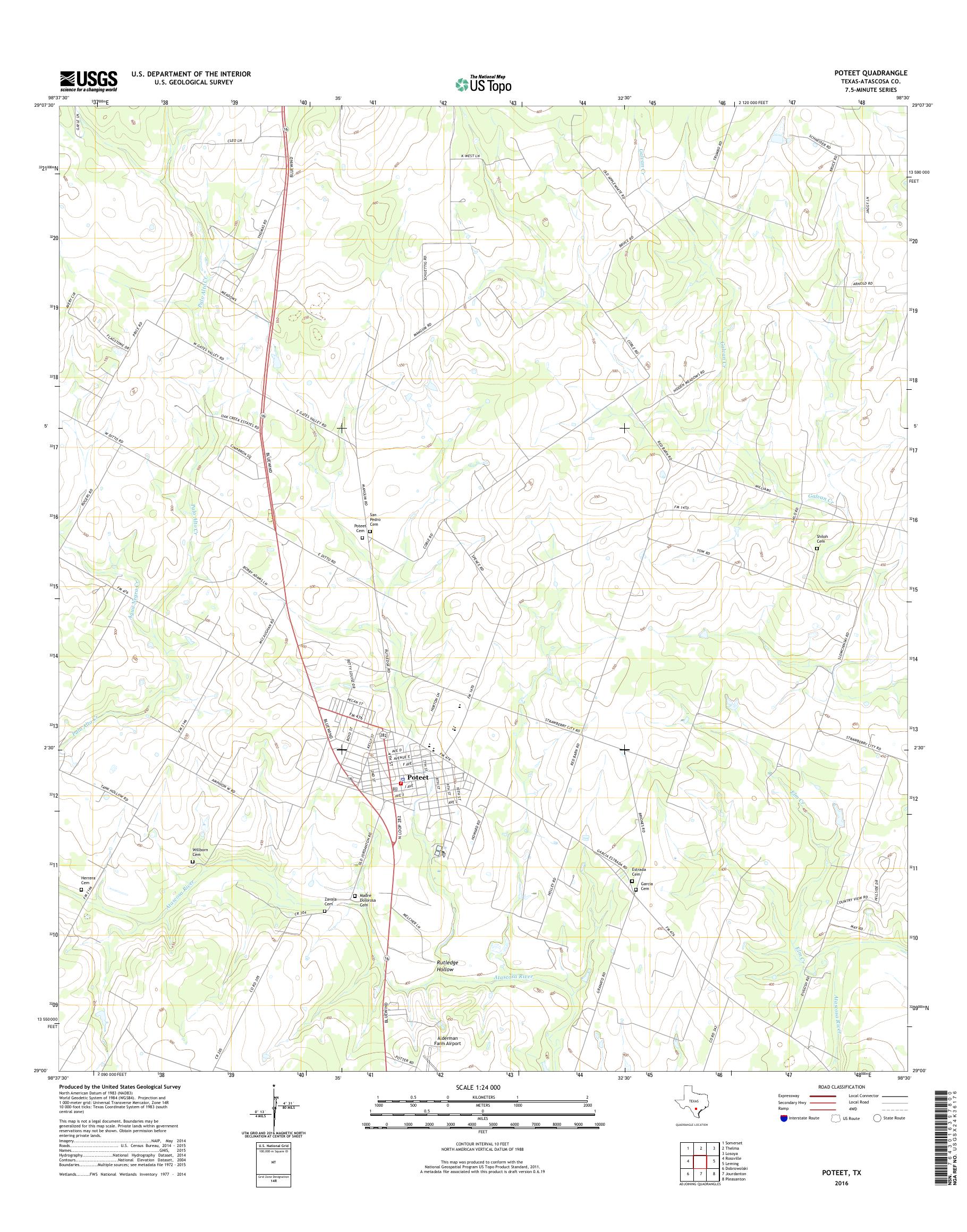 MyTopo Poteet, Texas USGS Quad Topo Map