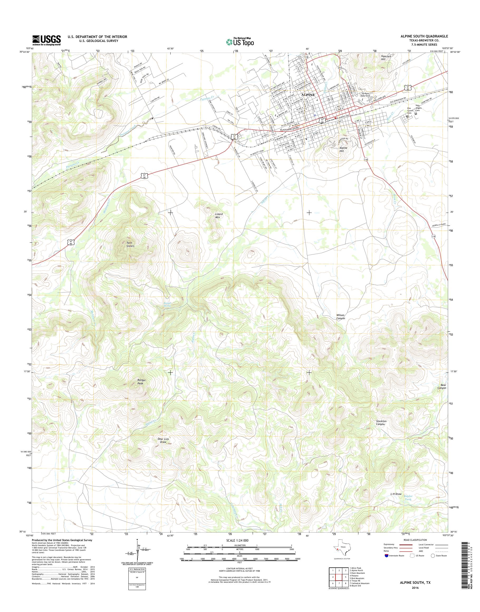 MyTopo Alpine South, Texas USGS Quad Topo Map