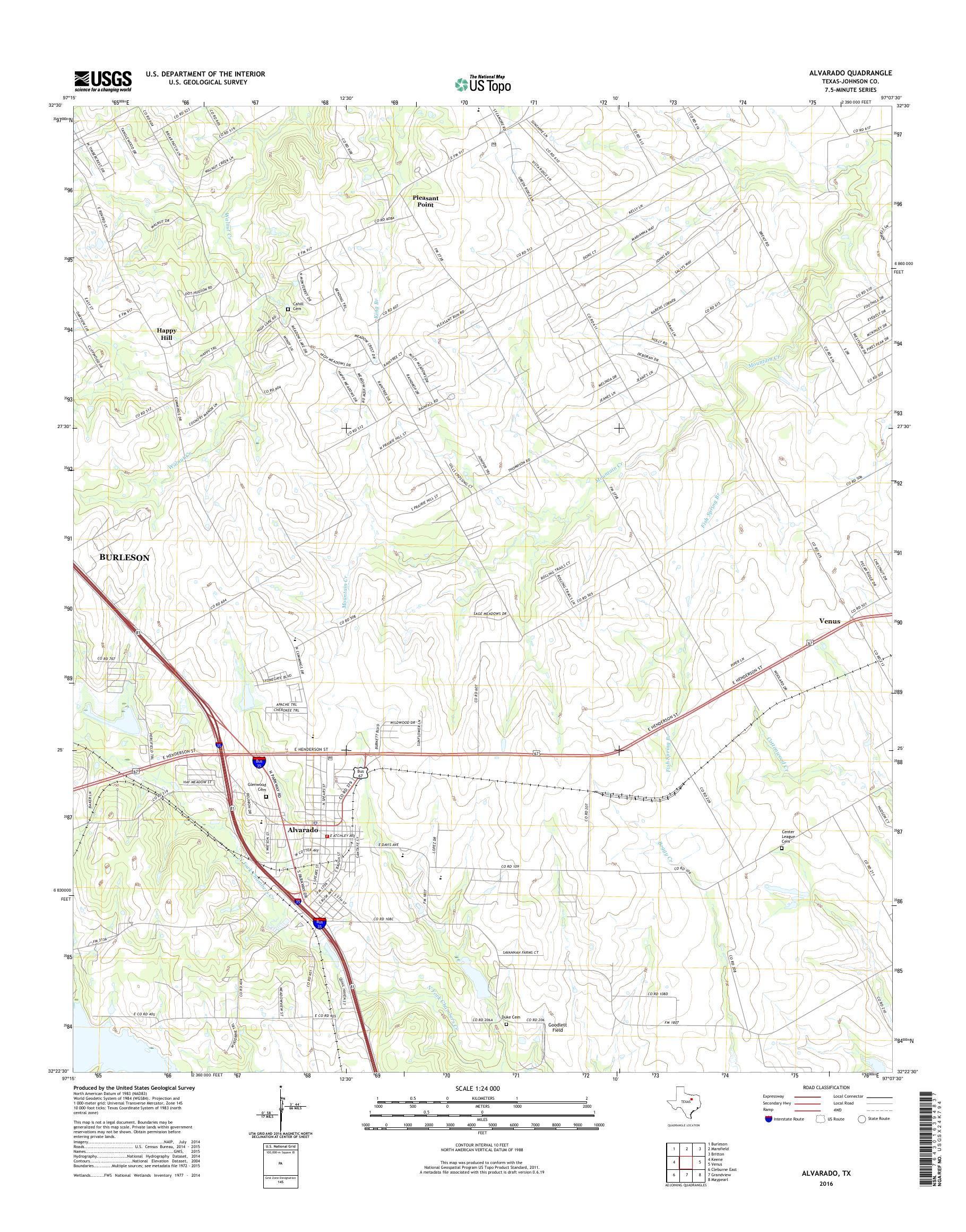 MyTopo Alvarado, Texas USGS Quad Topo Map