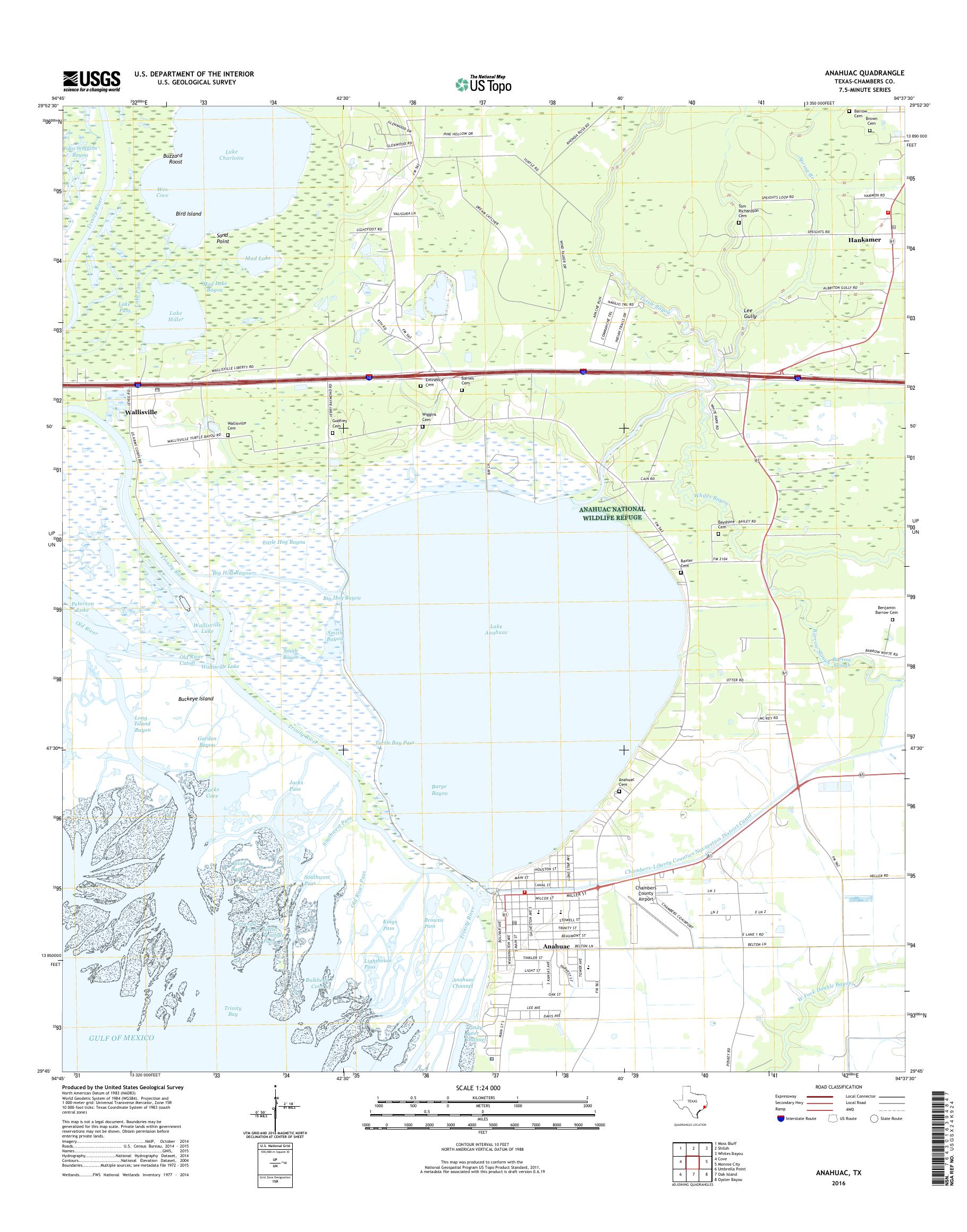 MyTopo Anahuac, Texas USGS Quad Topo Map