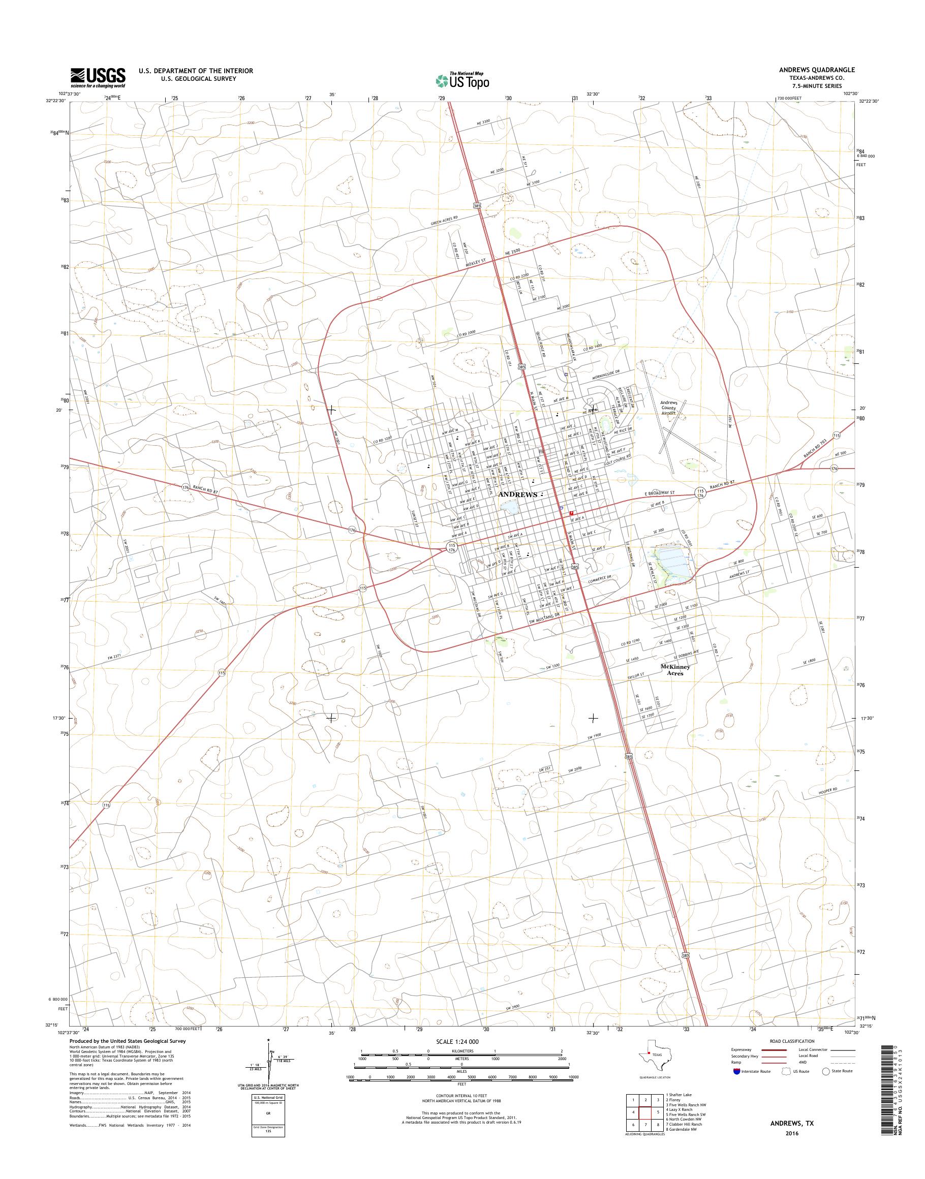 MyTopo Andrews, Texas USGS Quad Topo Map