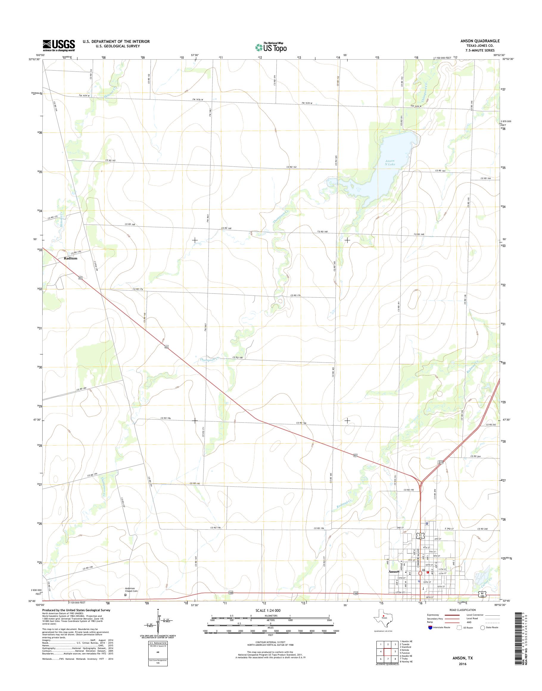 MyTopo Anson, Texas USGS Quad Topo Map