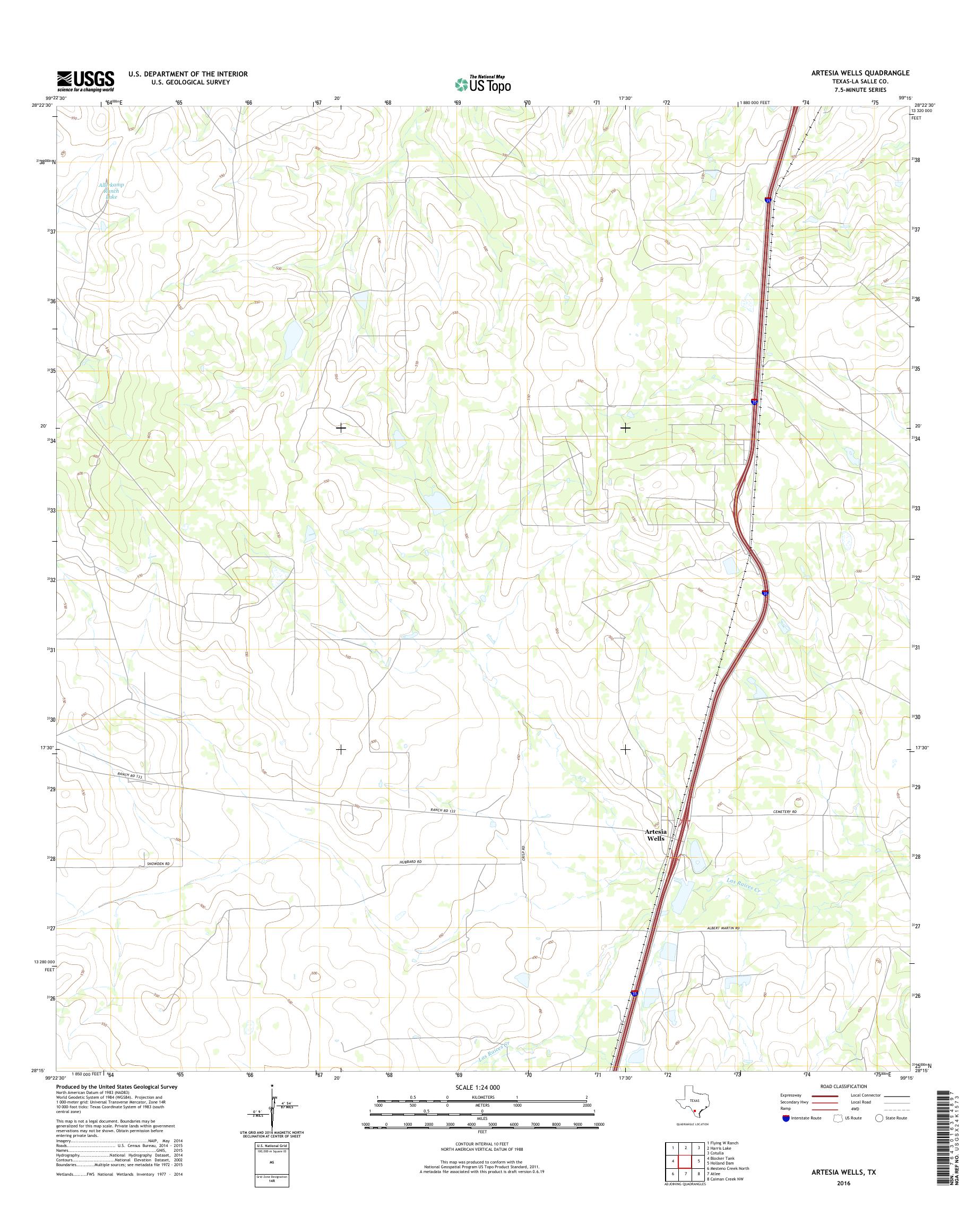 MyTopo Artesia Wells, Texas USGS Quad Topo Map