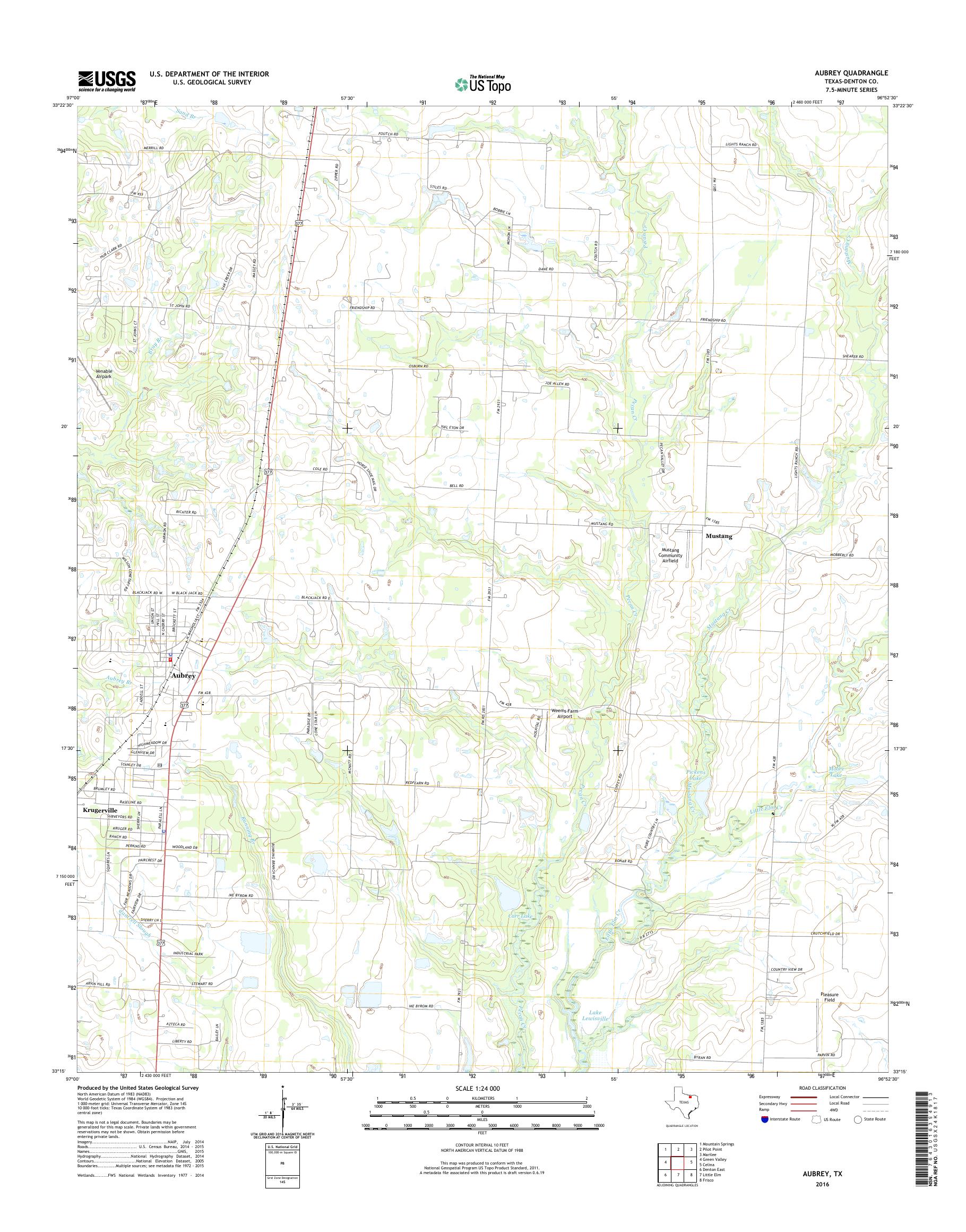 Mytopo Aubrey Texas Usgs Quad Topo Map