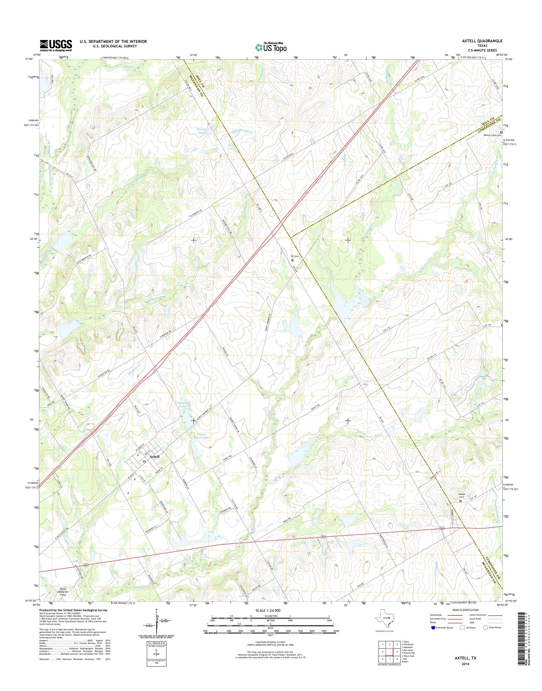 MyTopo Axtell, Texas USGS Quad Topo Map