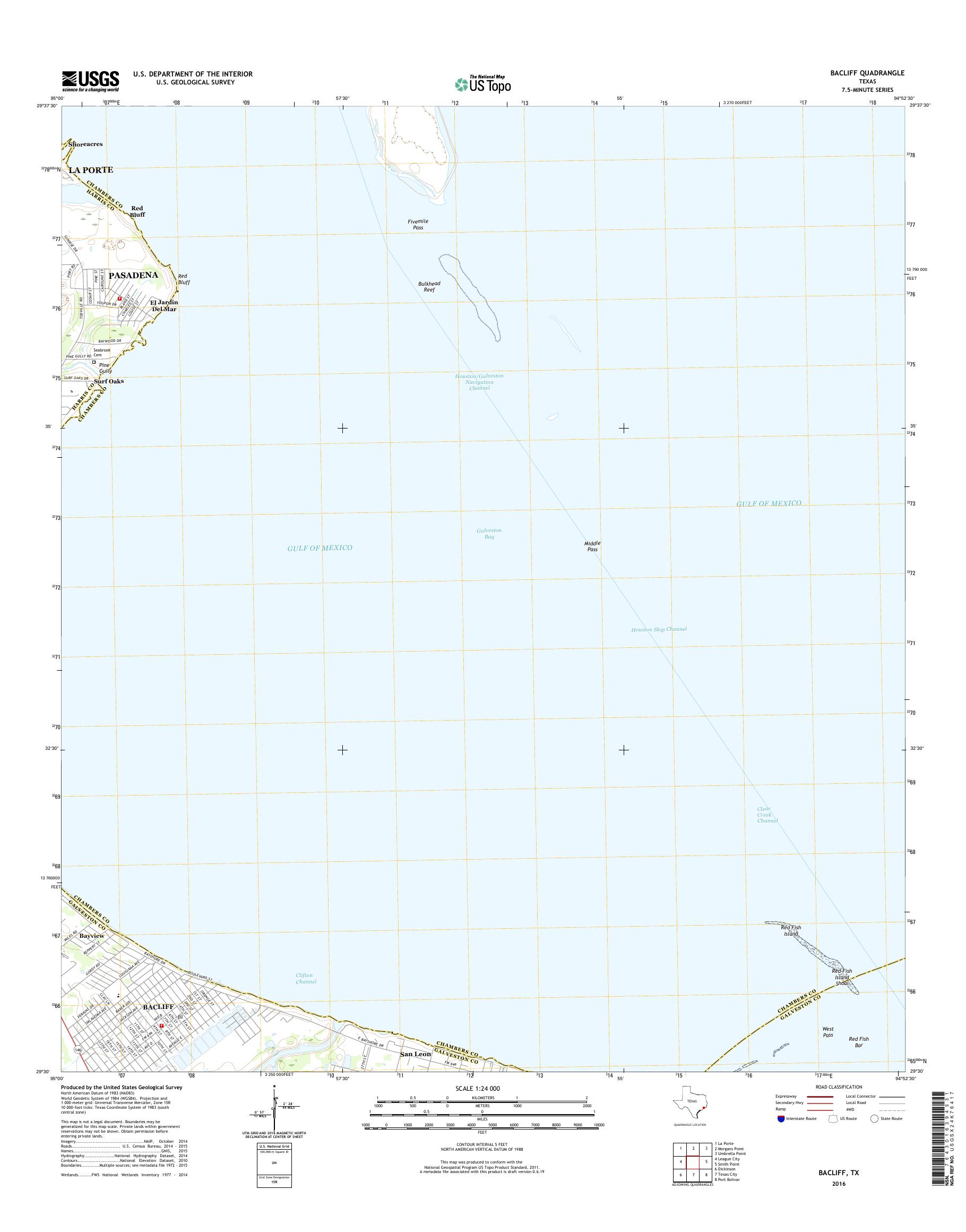 MyTopo Bacliff, Texas USGS Quad Topo Map