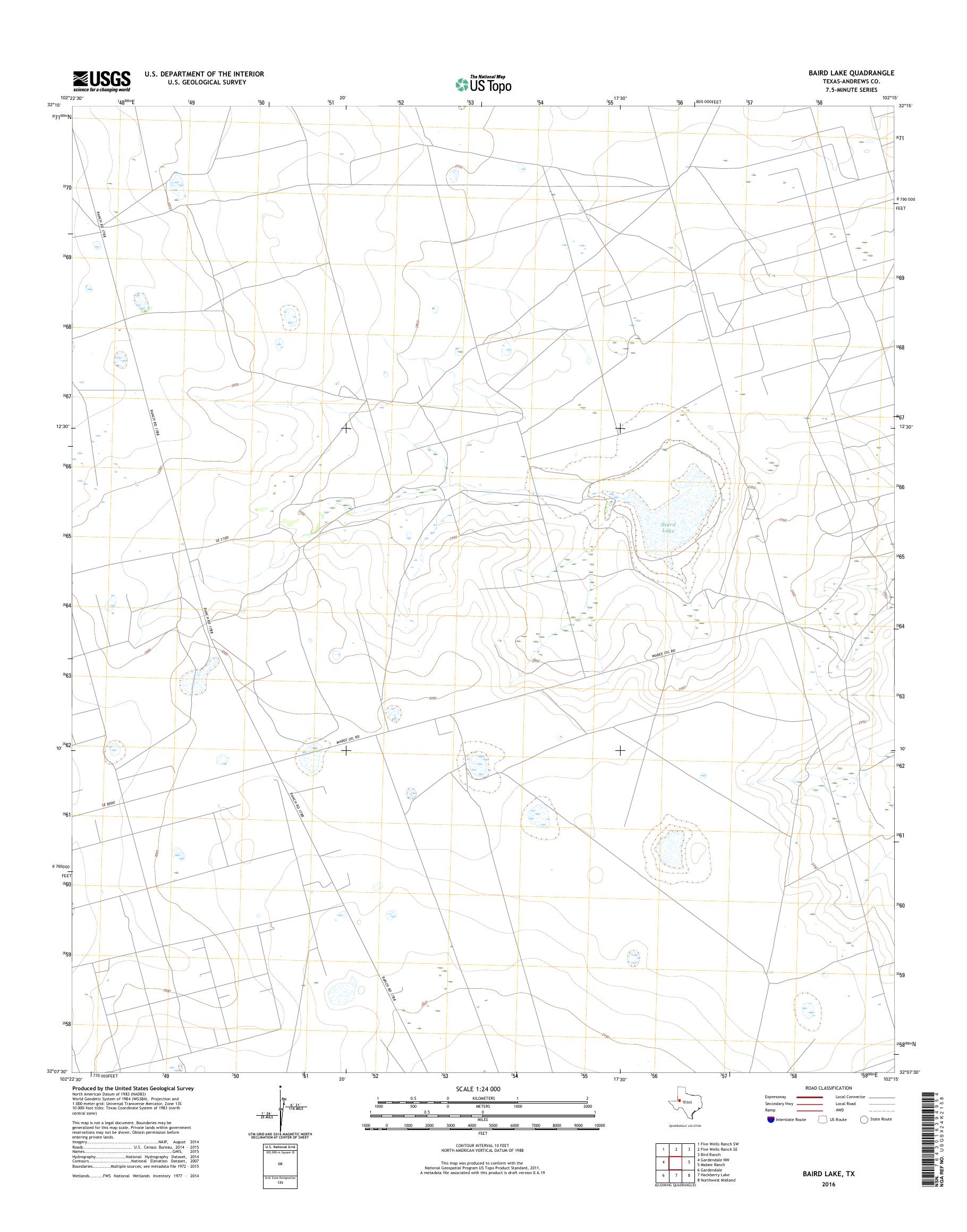 MyTopo Baird Lake, Texas USGS Quad Topo Map