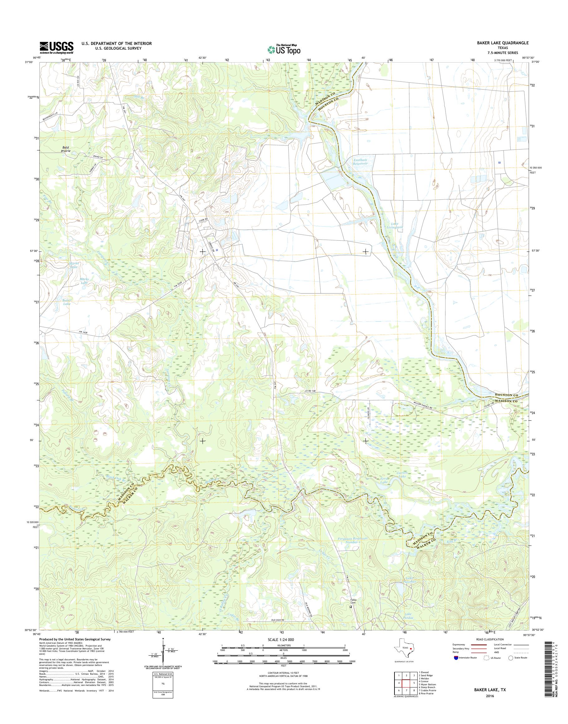 MyTopo Baker Lake, Texas USGS Quad Topo Map
