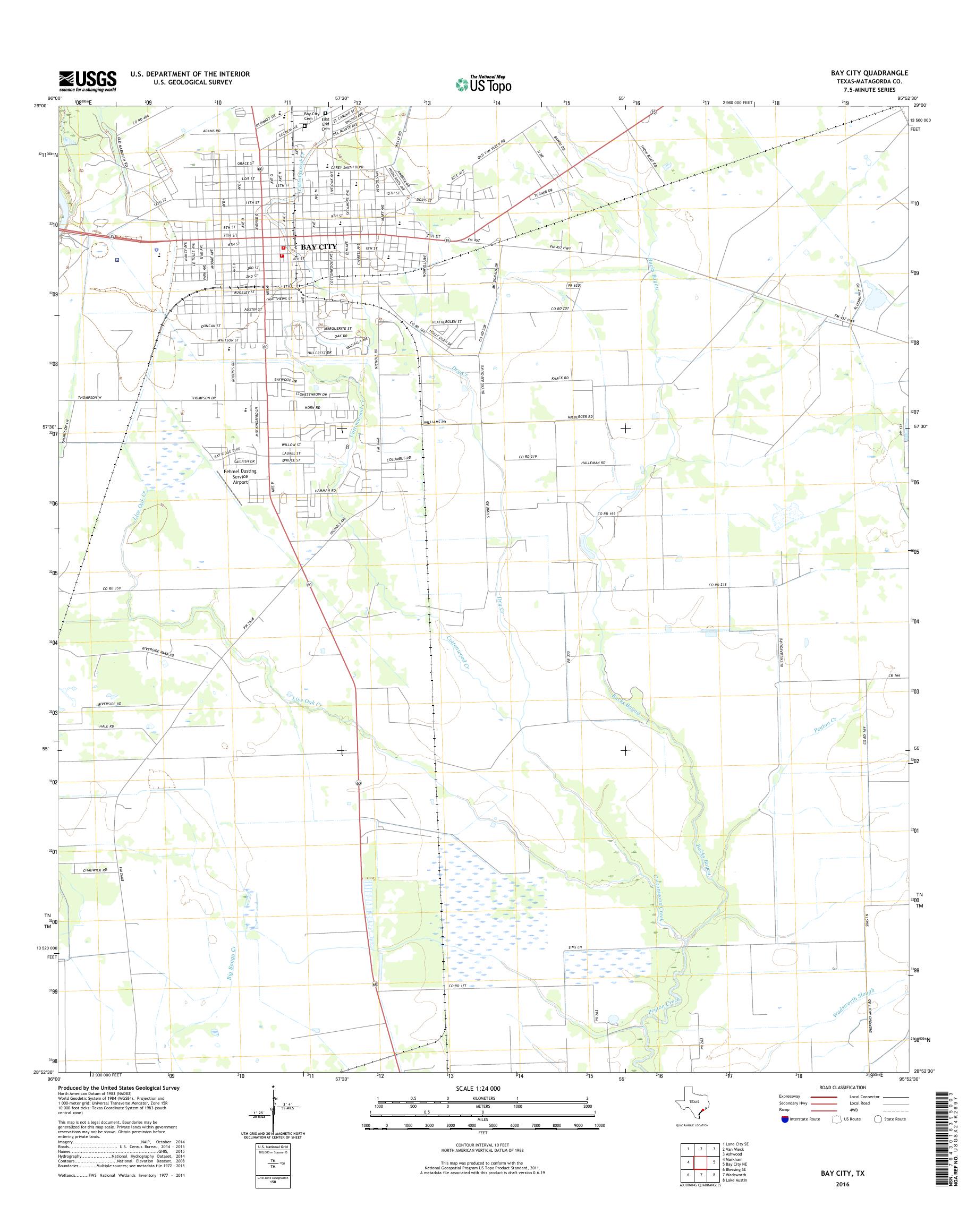 MyTopo Bay City, Texas USGS Quad Topo Map