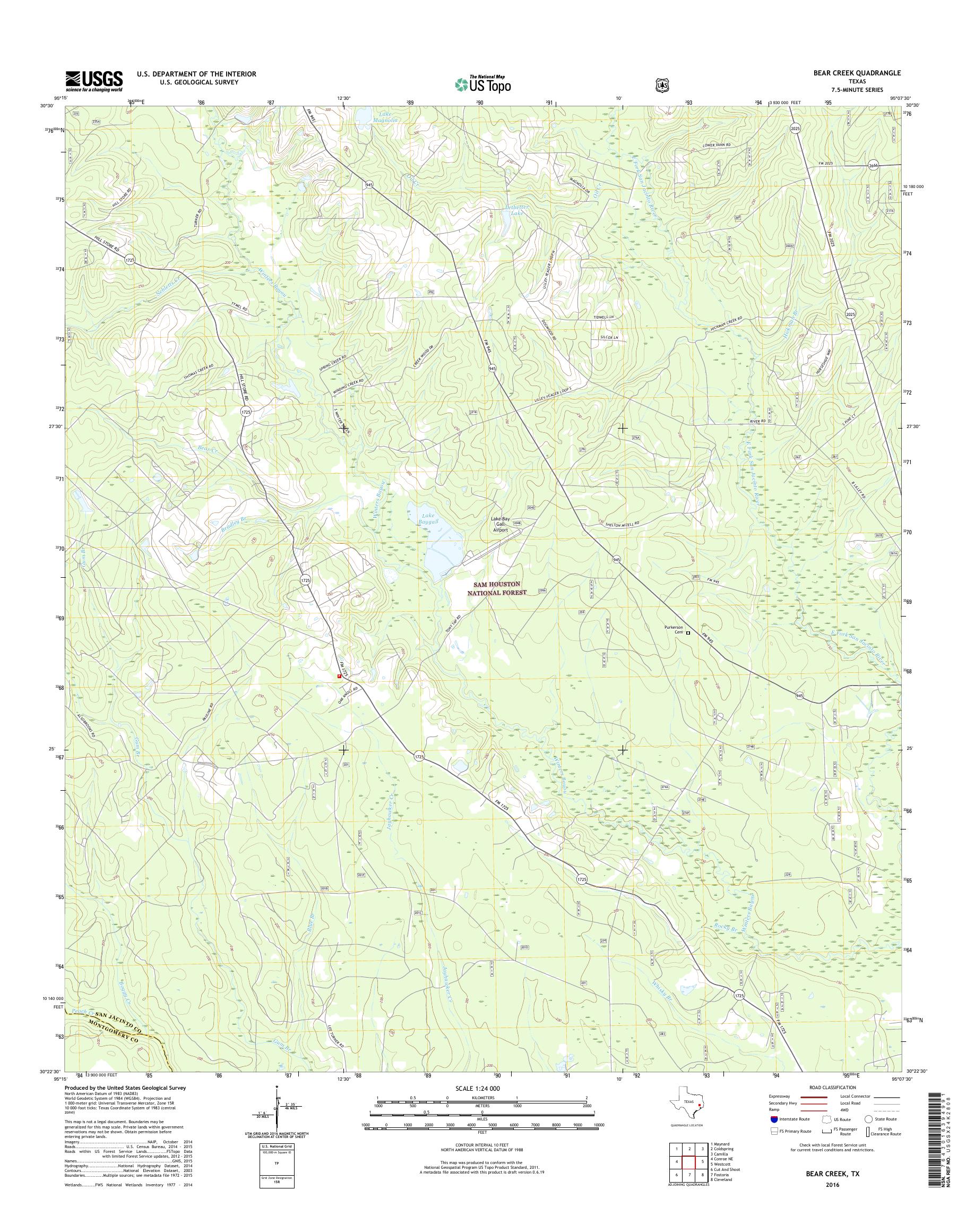 MyTopo Bear Creek, Texas USGS Quad Topo Map
