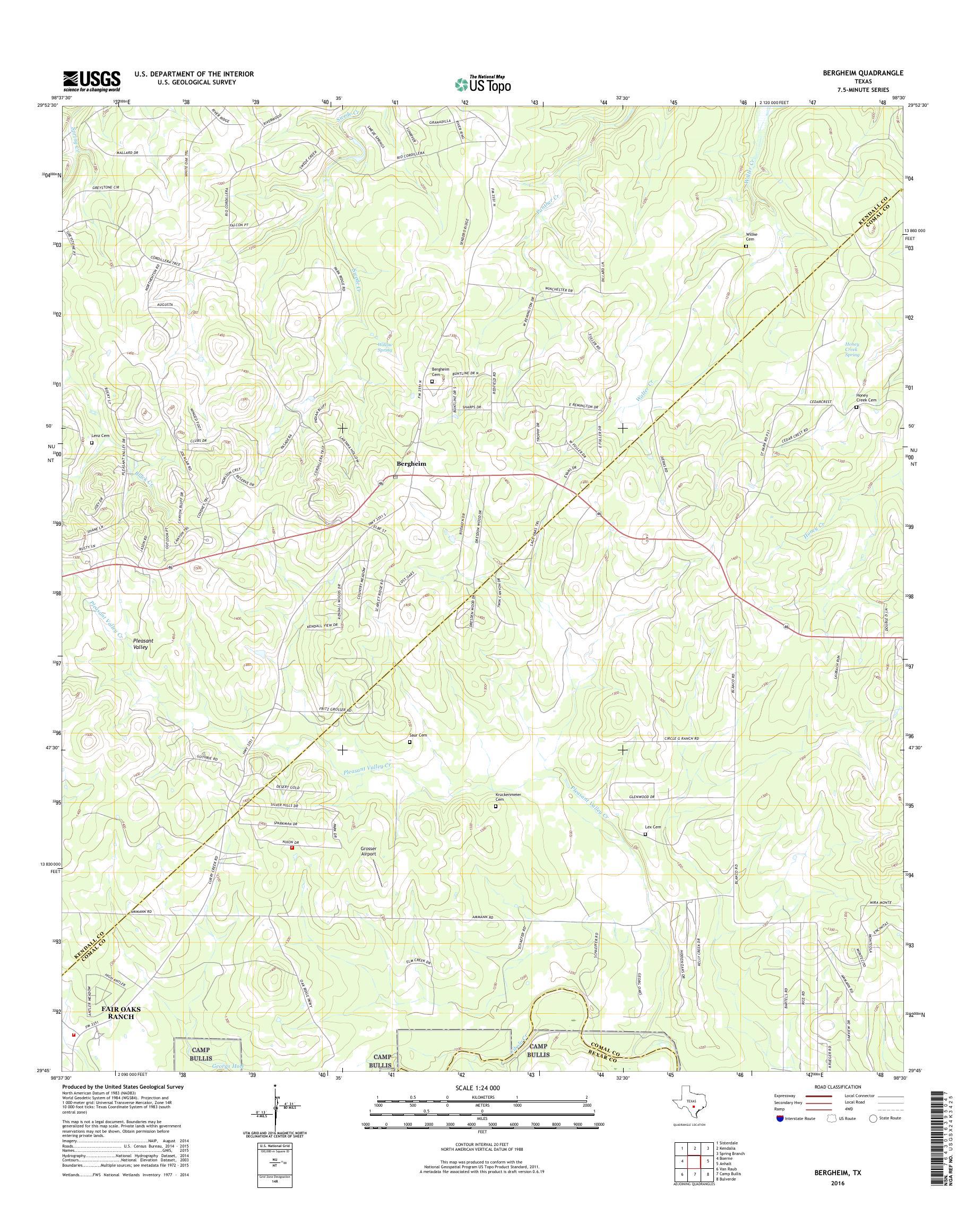 MyTopo Bergheim, Texas USGS Quad Topo Map