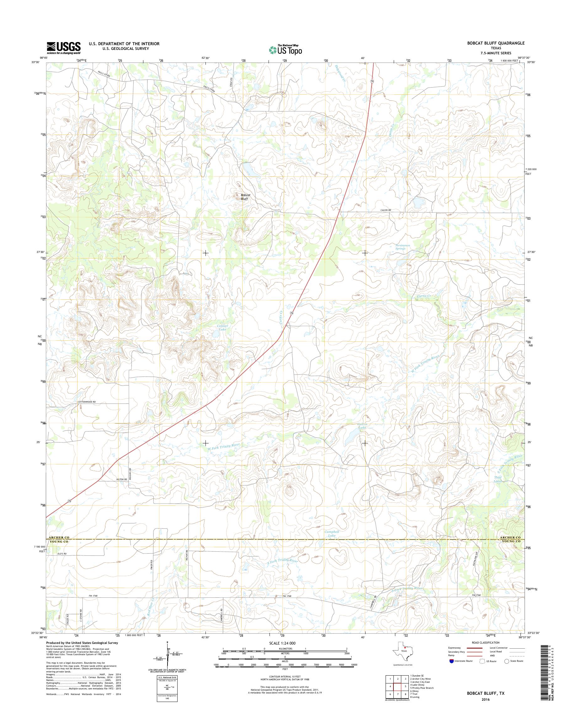 MyTopo Bobcat Bluff, Texas USGS Quad Topo Map