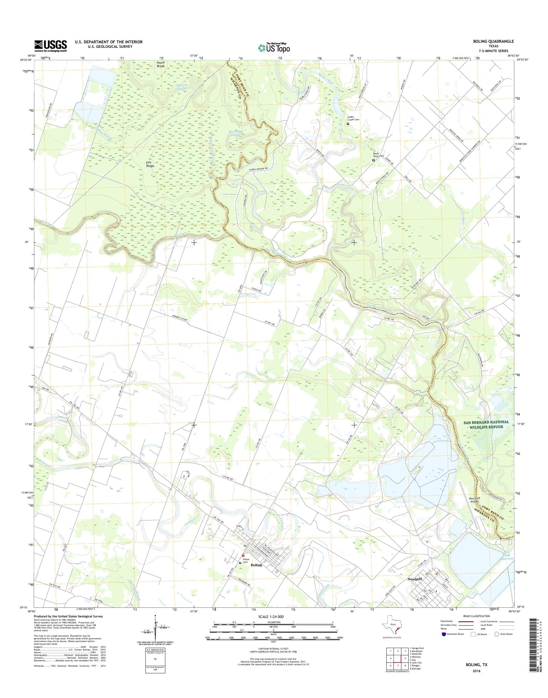 MyTopo Boling, Texas USGS Quad Topo Map