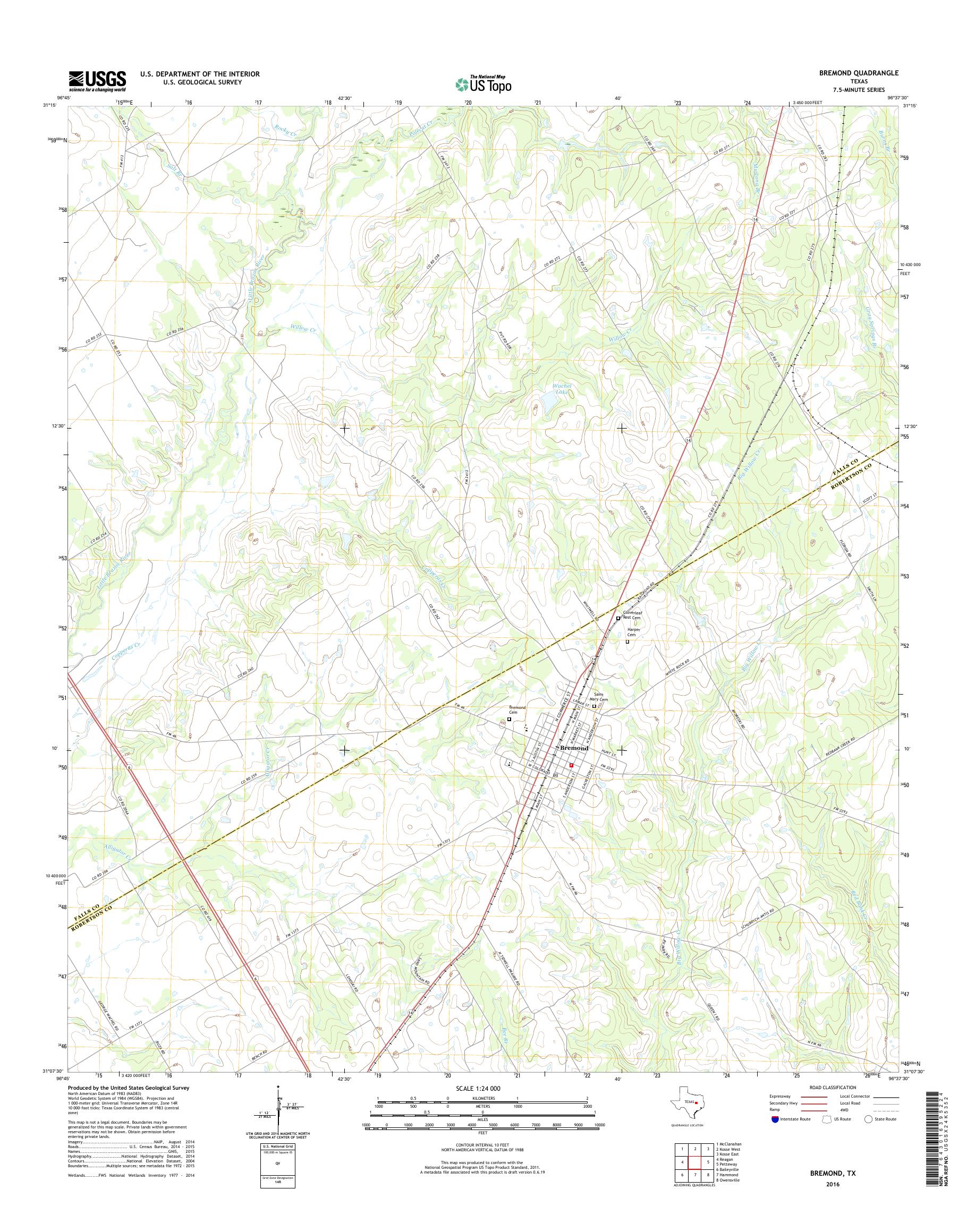 MyTopo Bremond, Texas USGS Quad Topo Map