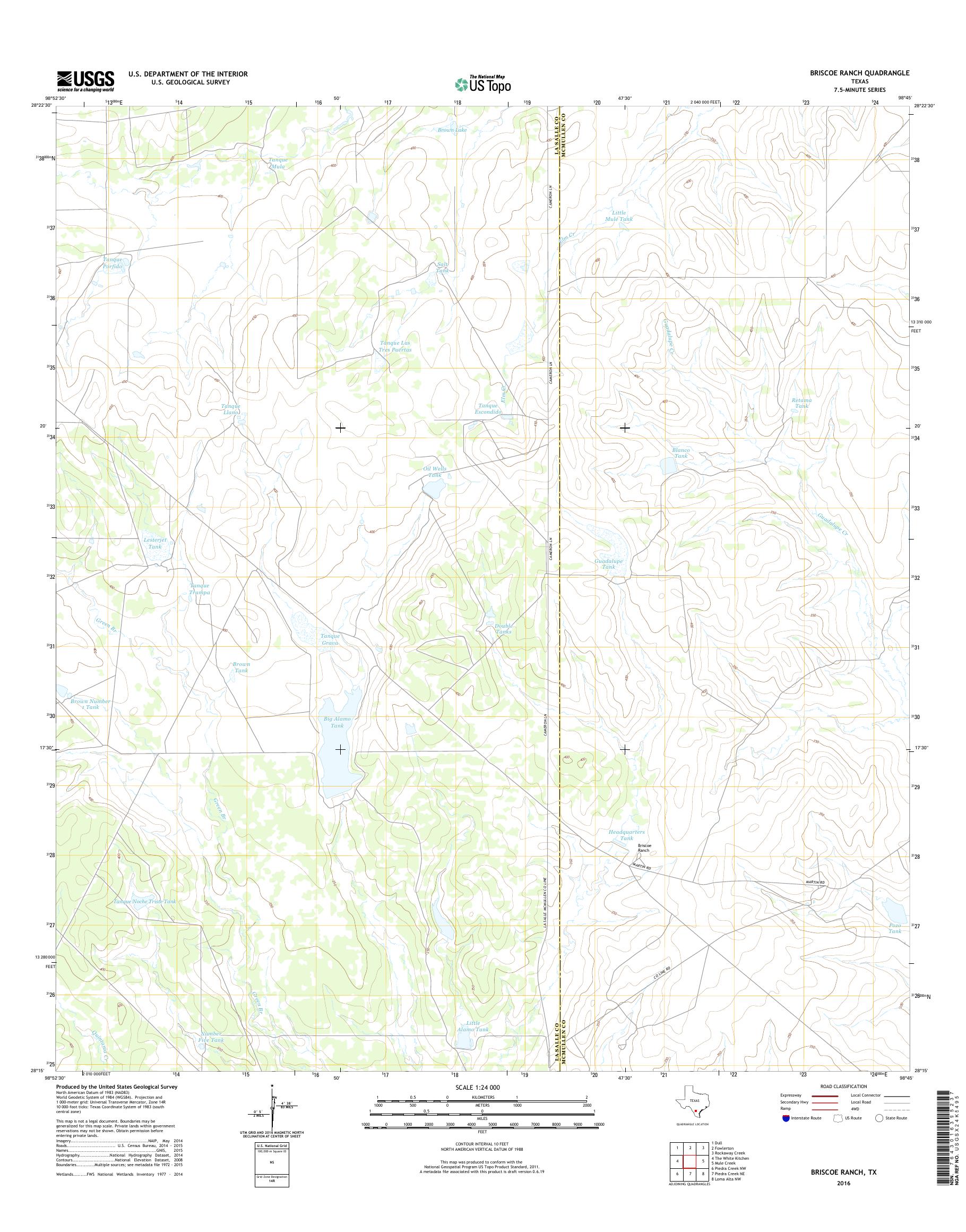 MyTopo Briscoe Ranch, Texas USGS Quad Topo Map