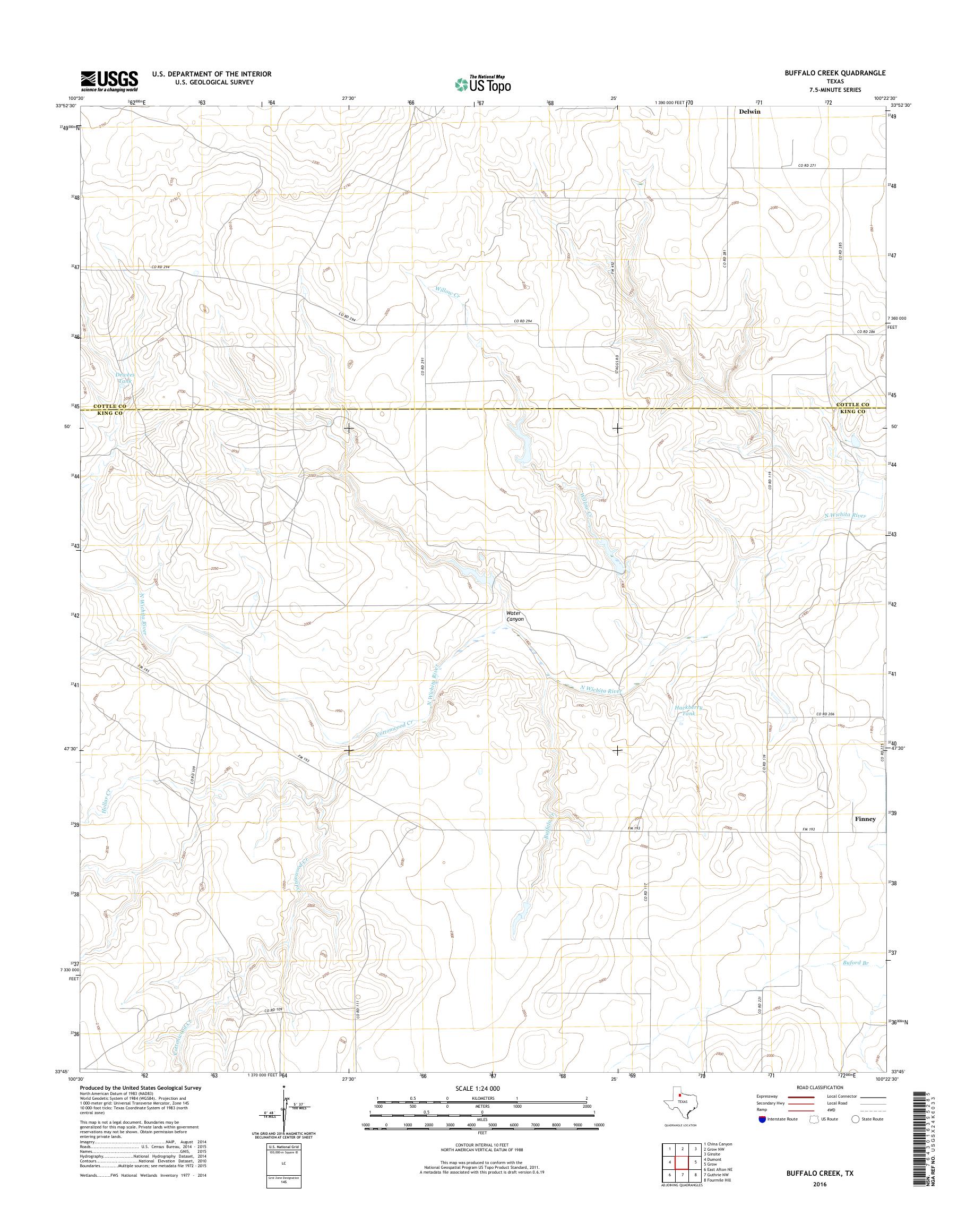 MyTopo Buffalo Creek, Texas USGS Quad Topo Map