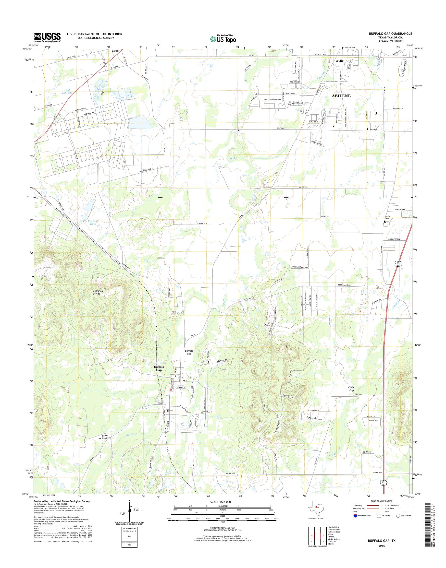 MyTopo Buffalo Gap, Texas USGS Quad Topo Map